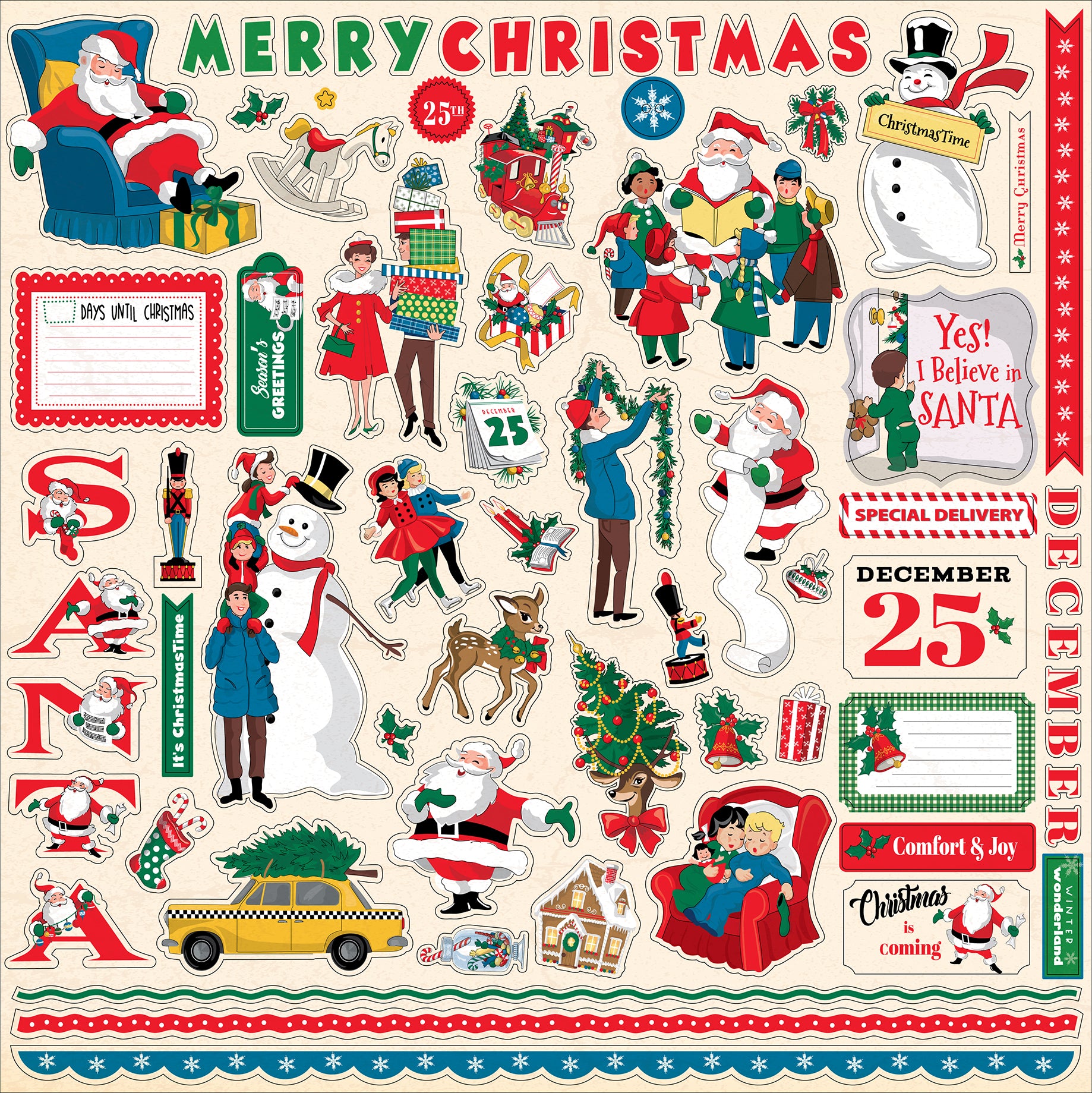 Season's Greetings Collection 12 x 12 Scrapbook Sticker Sheet by Carta Bella