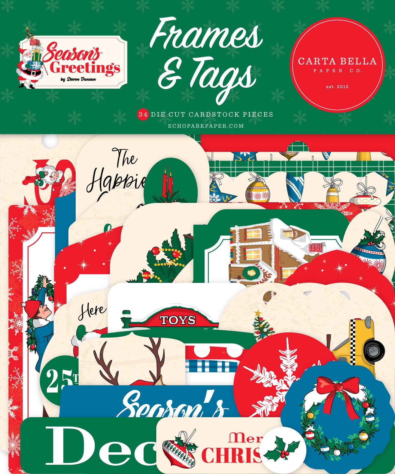 Season's Greetings Collection Scrapbook Frames & Tags by Carta Bella