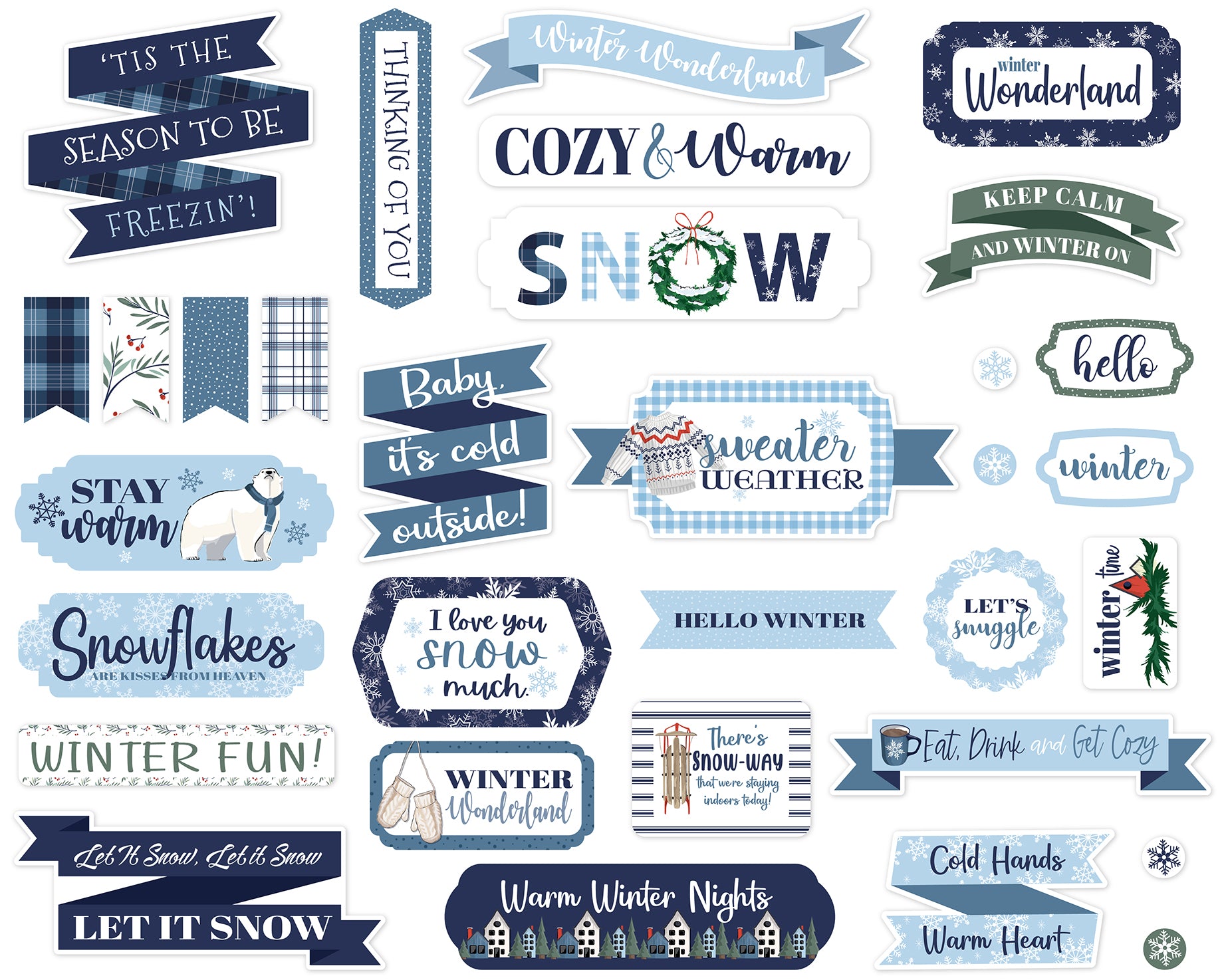 Wintertime Collection 5 x 5 Scrapbook Titles & Phrases by Carta Bella