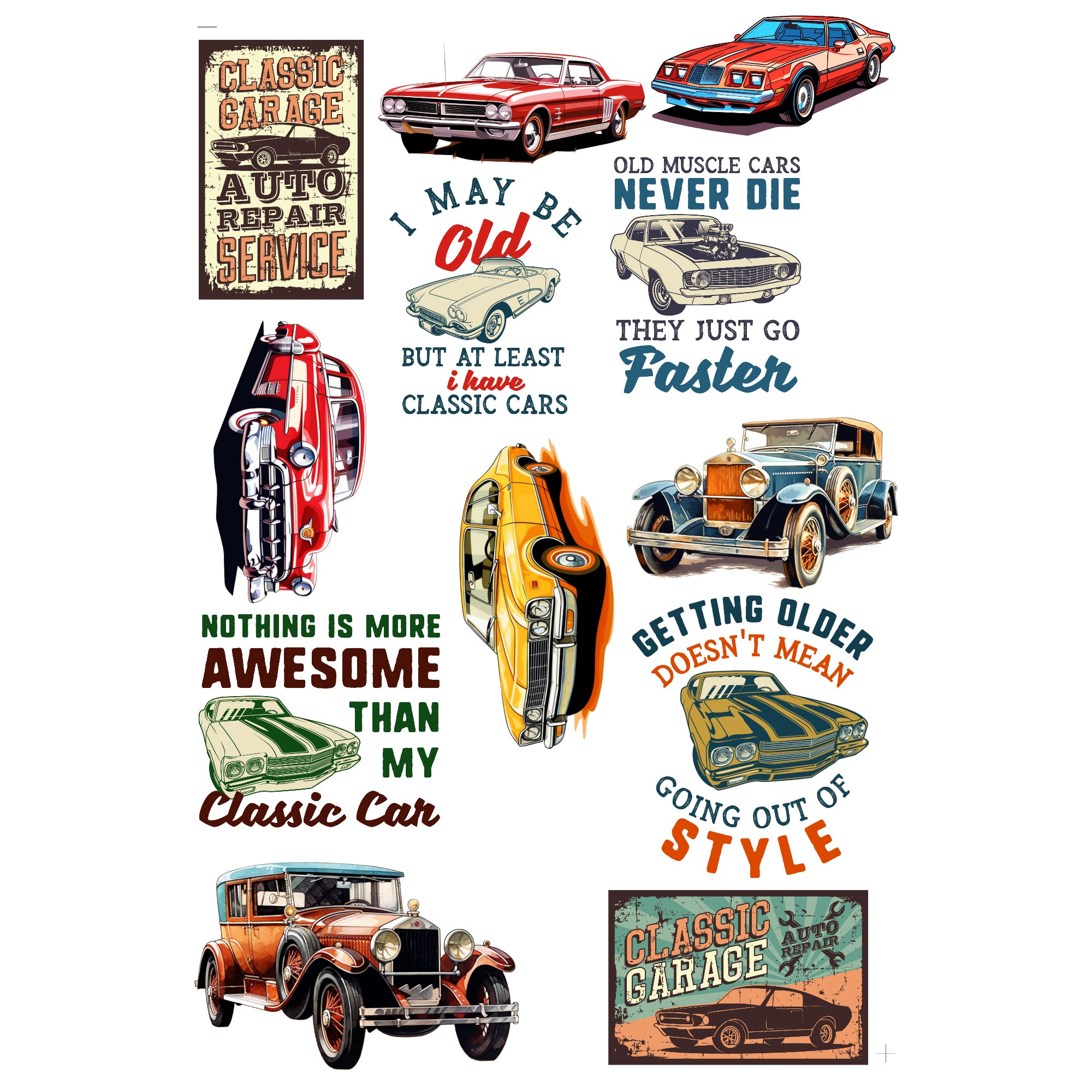 Classic Cars 12 x 12 Scrapbook Paper & Embellishment Kit by SSC Designs
