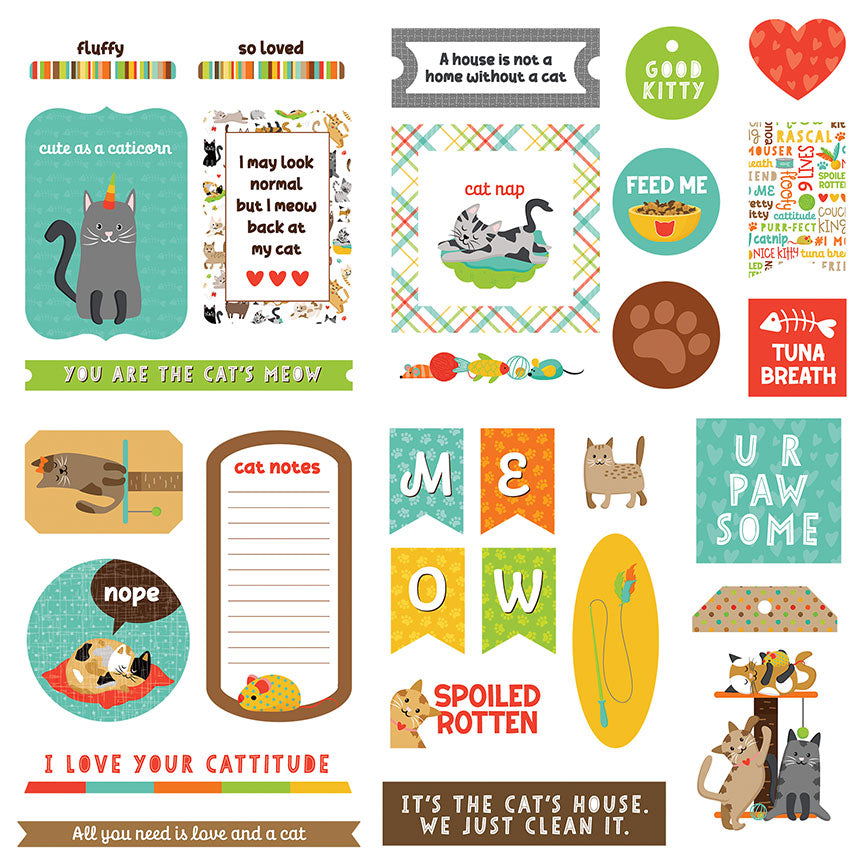 Cat Nip Collection Scrapbook Ephemera Die Cut Embellishments by Photo Play Paper