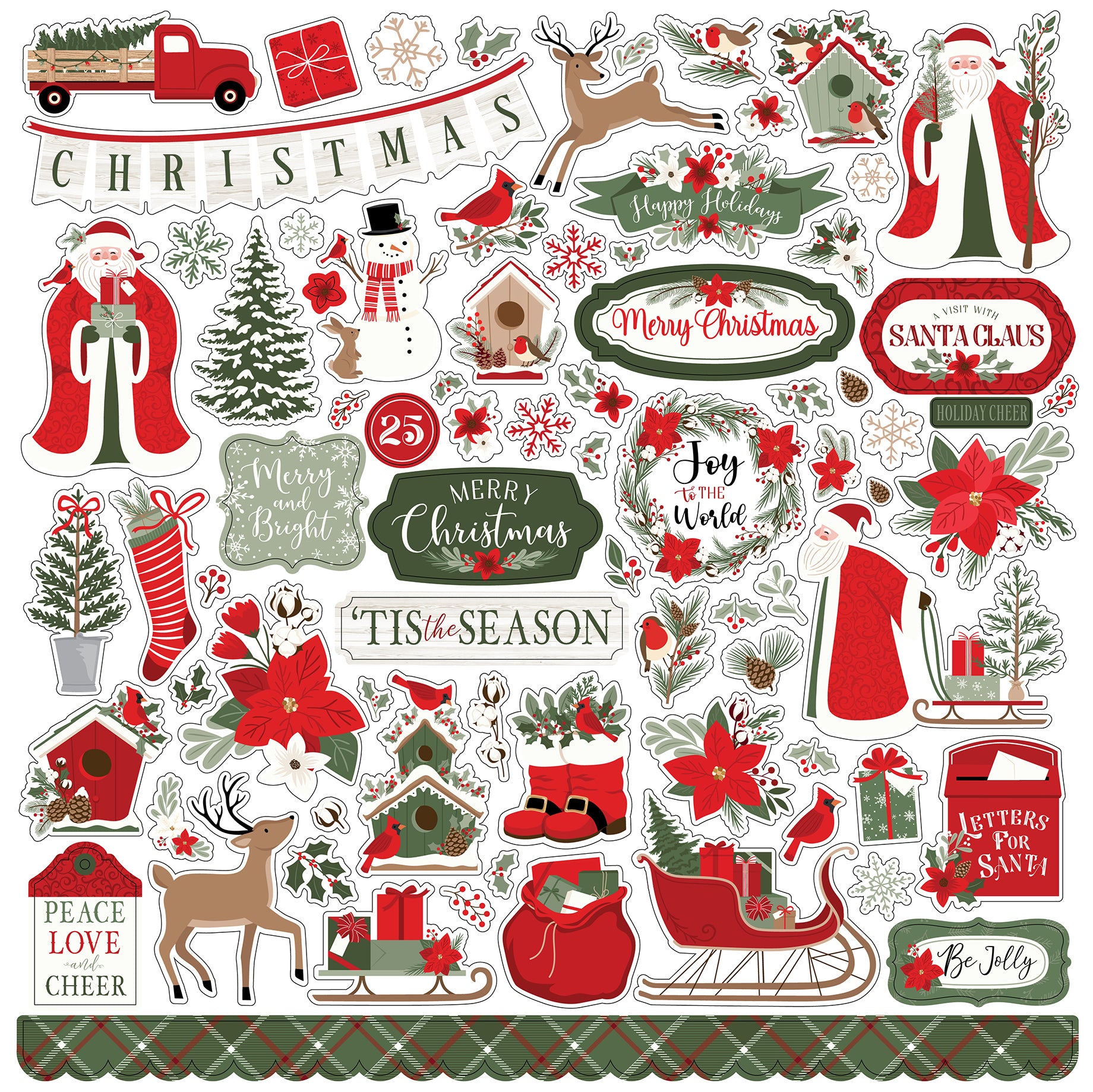 Christmas Time Collection Cardinal Floral 12 x 12 Double-Sided Scrapbook  Paper by Echo Park Paper