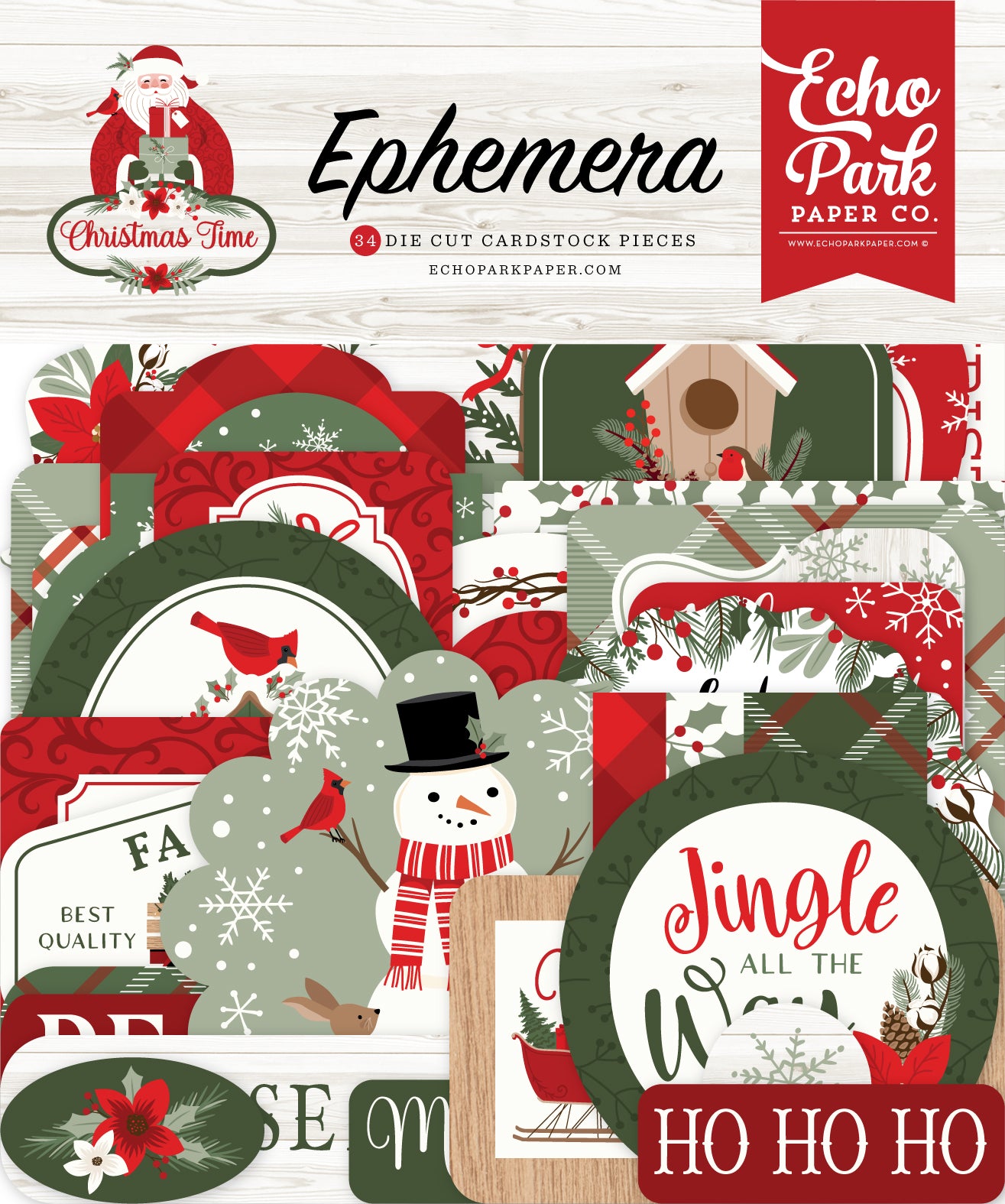 Christmas Time Collection 4x8 Scrapbook Ephemera by Echo Park Paper