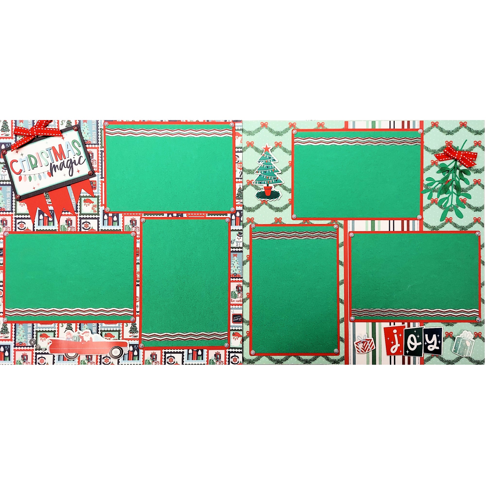 Christmas Magic  (2) - 12 x 12 Pages, Fully-Assembled & Hand-Crafted 3D Scrapbook Premade by SSC Designs