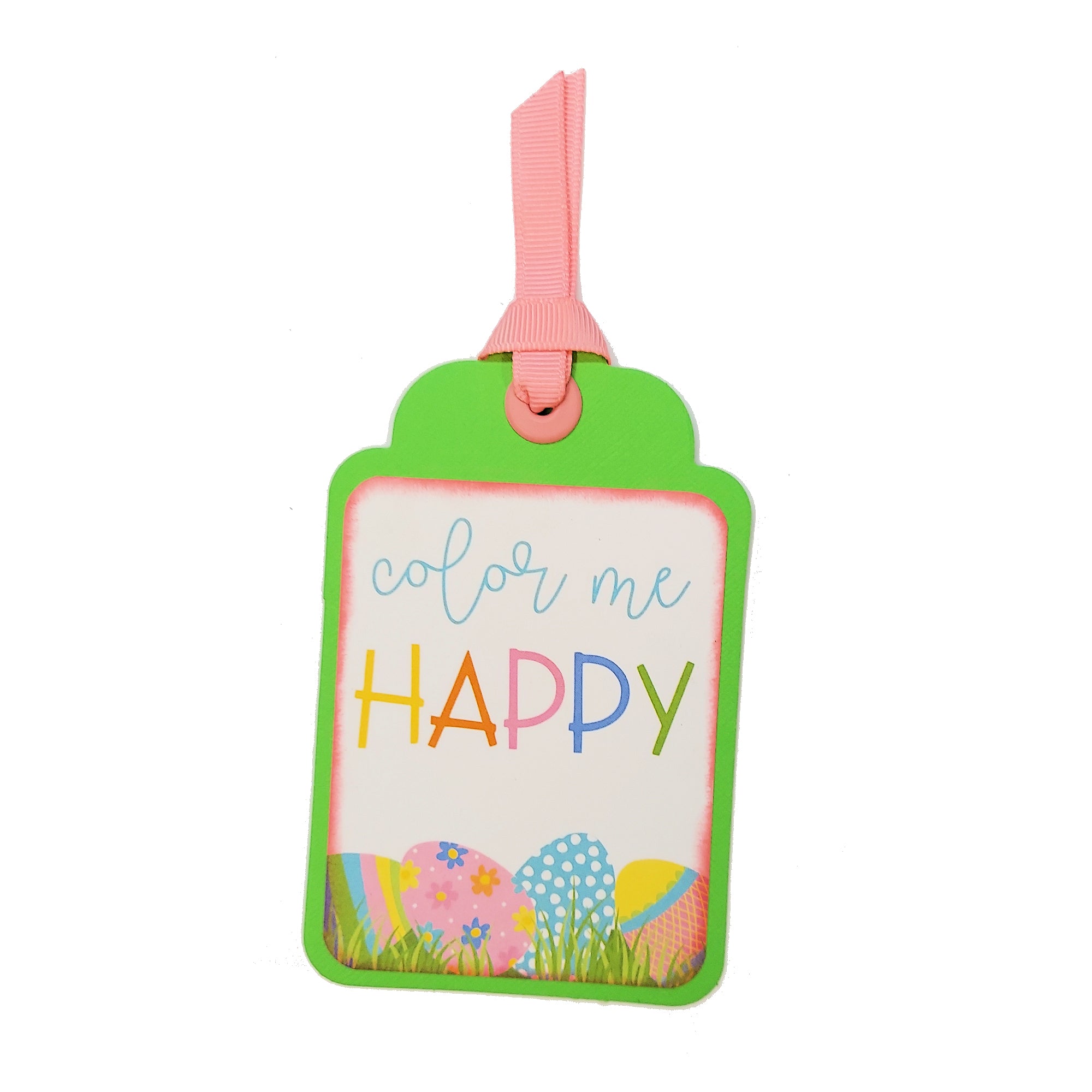 Color Me Happy Easter Tag 3 x 5 Coordinating Scrapbook Tag Embellishment by SSC Designs