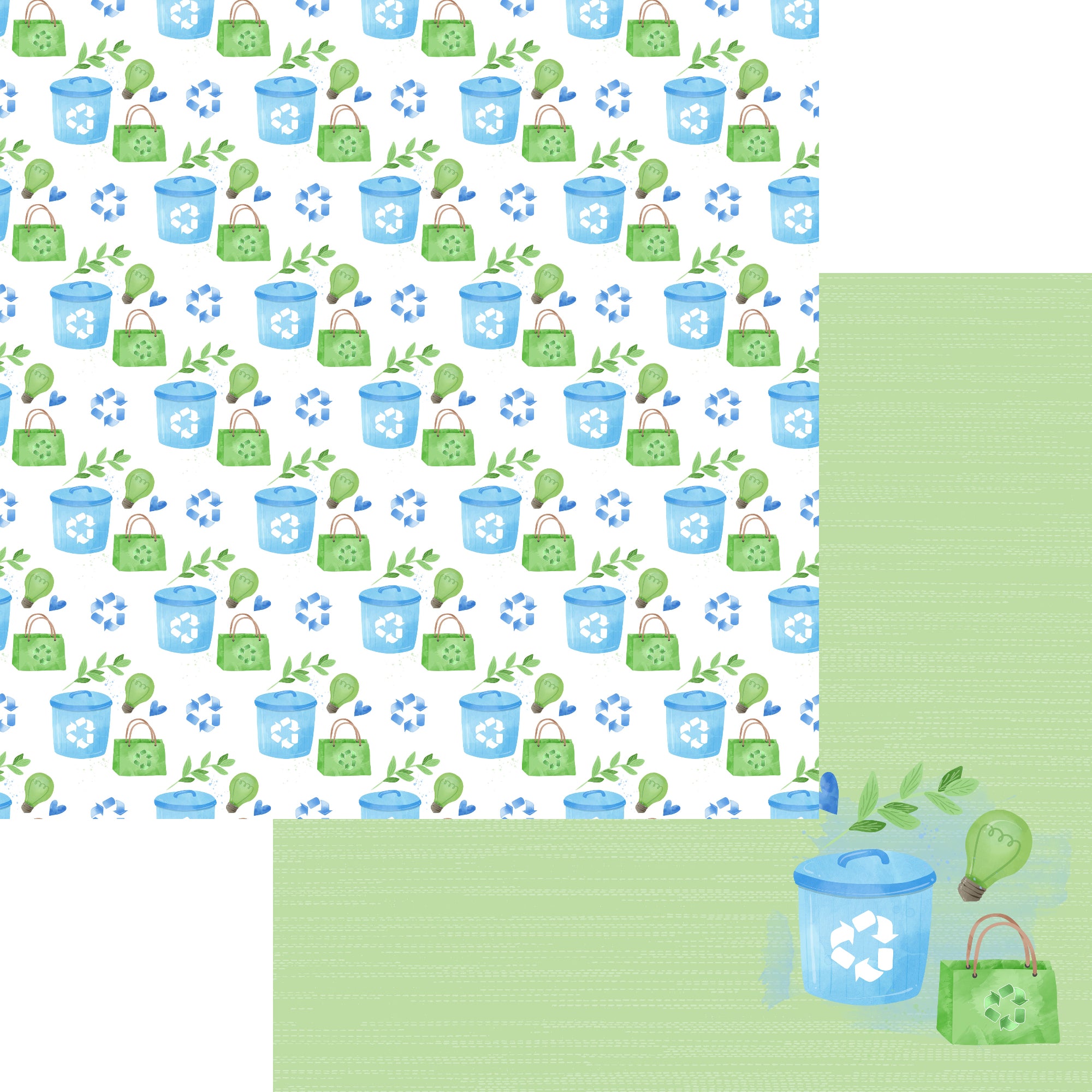 Earth Day Collection Please Recycle 12 x 12 Double-Sided Scrapbook Paper by SSC Designs