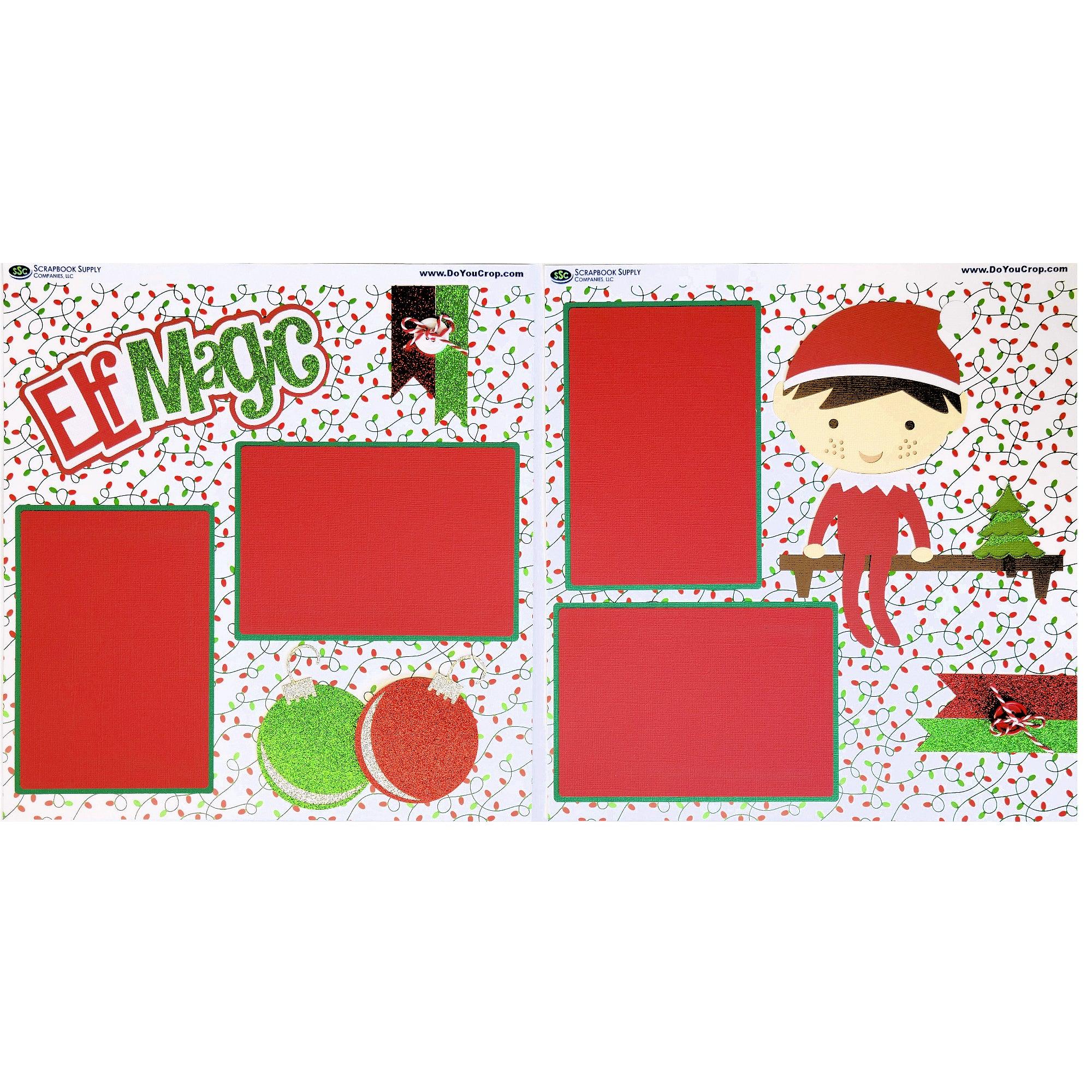Elf Magic On The Shelf (2) - 12 x 12 Pages, Fully-Assembled & Hand-Crafted 3D Scrapbook Premade by SSC Designs