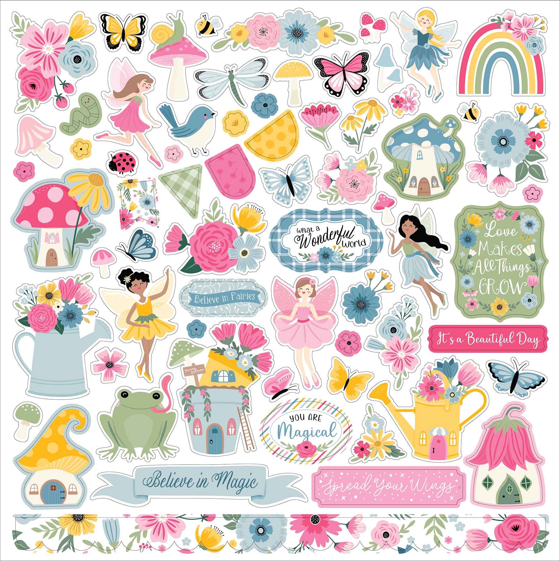 Fairy Garden Collection 12 x 12 Scrapbook Sticker Sheet by Echo Park