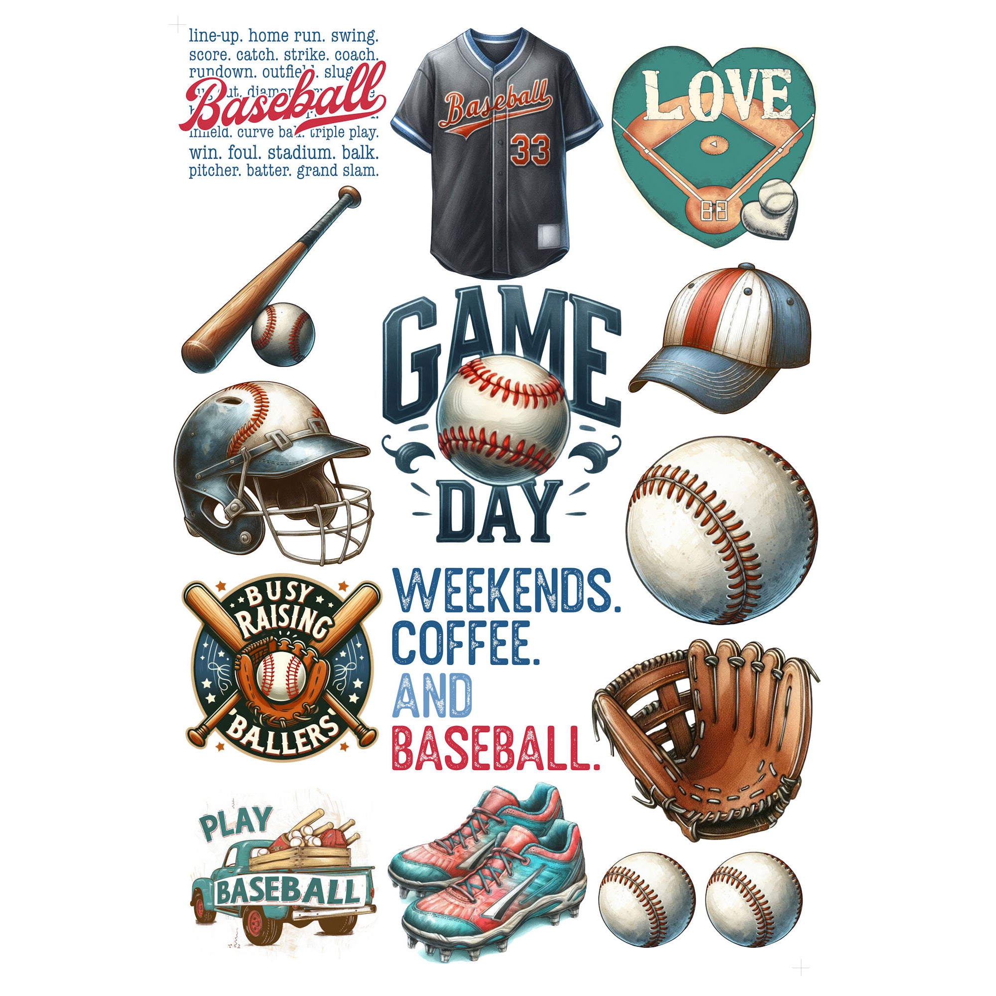 Go Big Sports Collection Baseball Laser Cut Scrapbook Ephemera Embellishments by SSC Designs