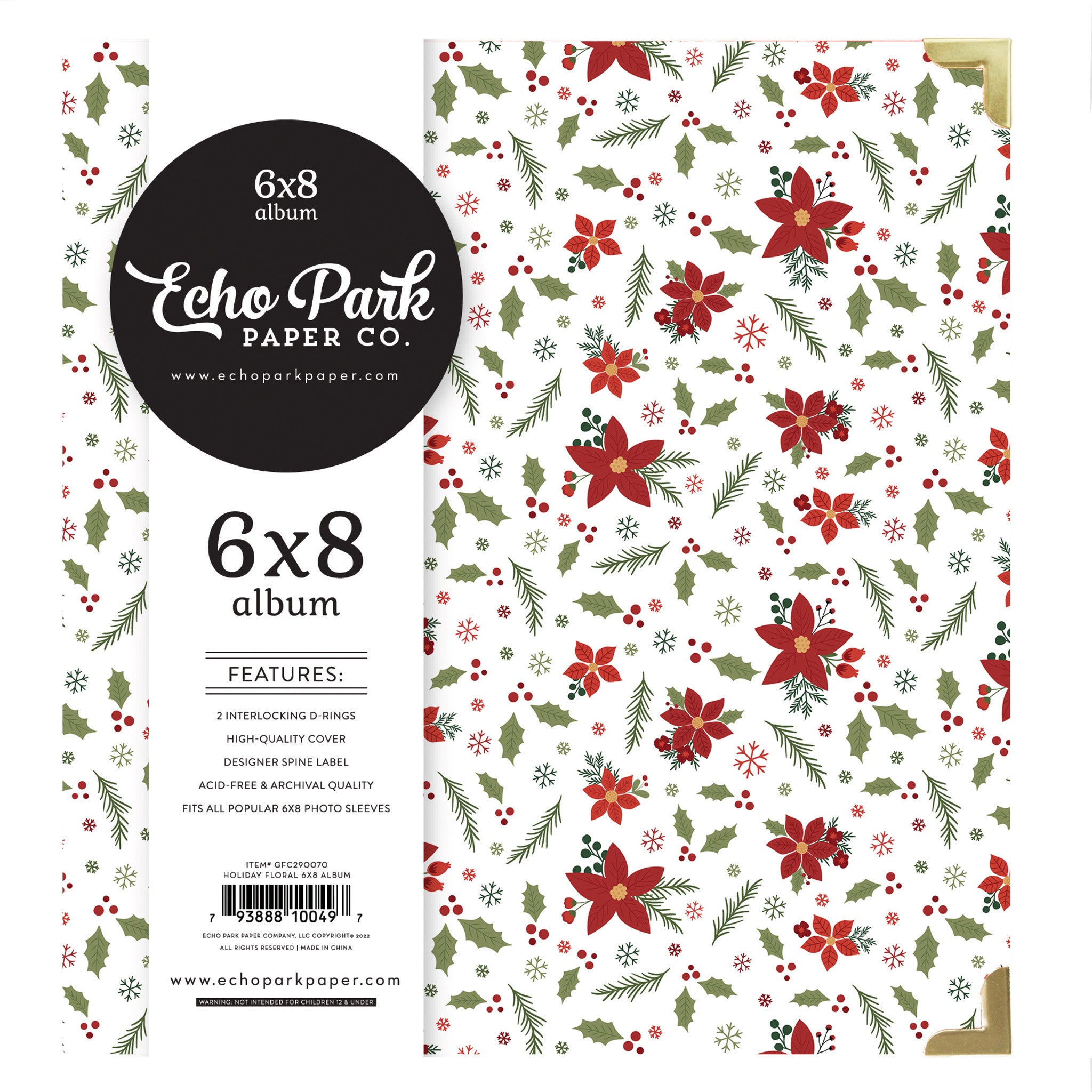 Gnome For Christmas Collection Holiday Floral 6 x 8 Album Binder by Echo Park Paper