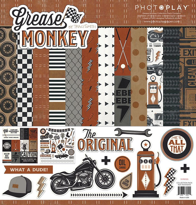 Grease Monkey Collection 12 x 12 Paper & Sticker Collection Pack by Photo Play Paper
