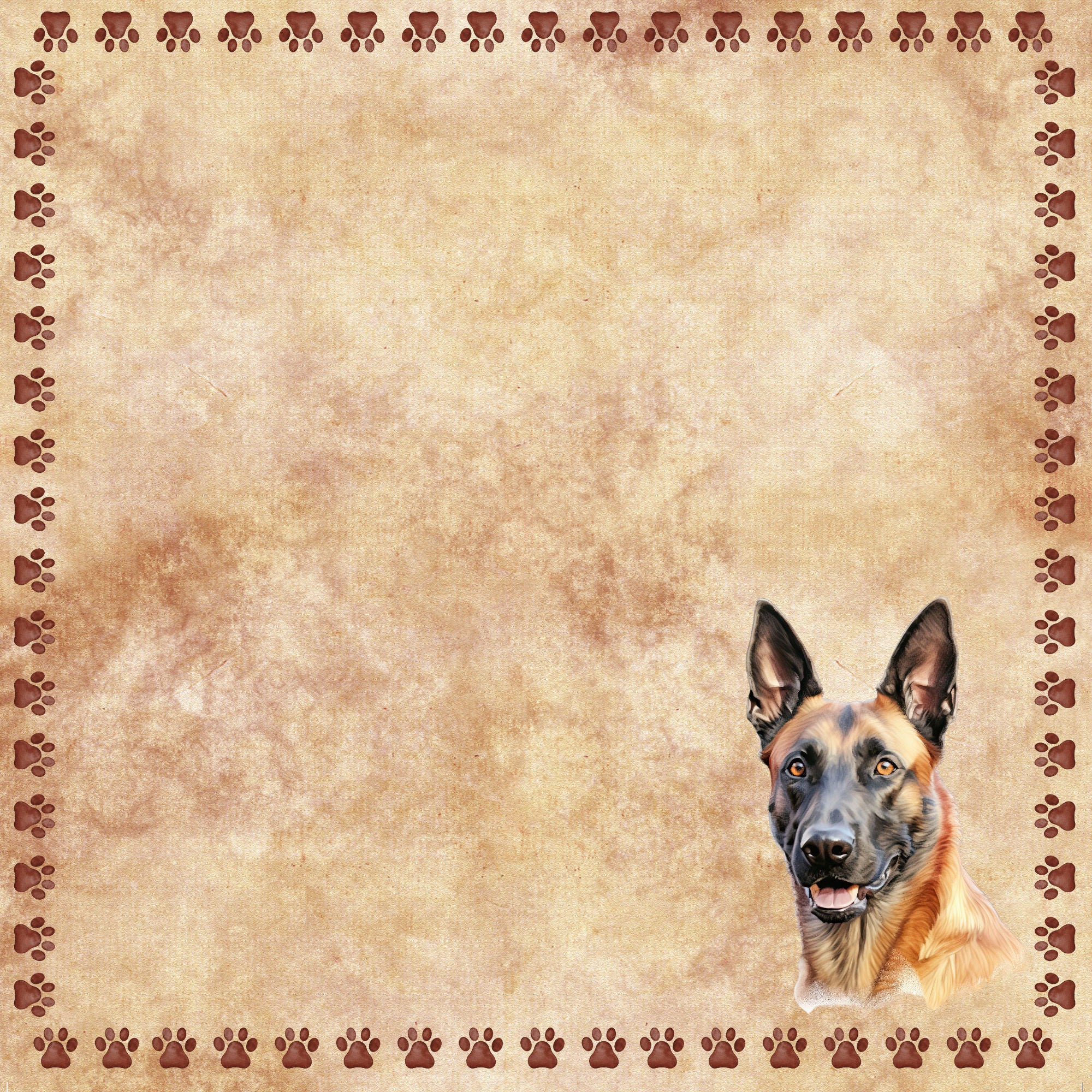 Dog Breeds Collection Belgian Malinois 12 x 12 Double-Sided Scrapbook Paper by SSC Designs