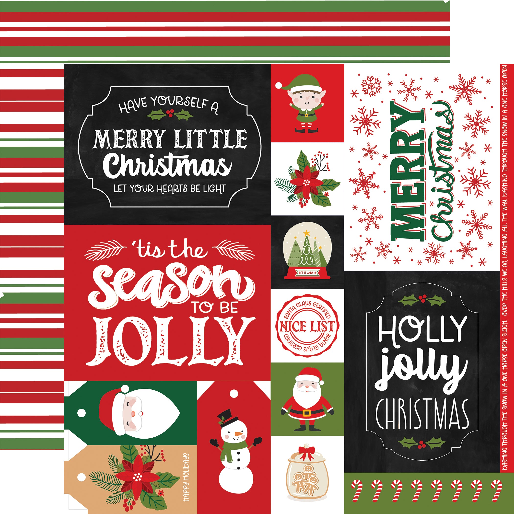 Have A Holly Jolly Christmas Collection Multi Journaling Cards 12 x 12 Double-Sided Scrapbook Paper by Echo Park Paper