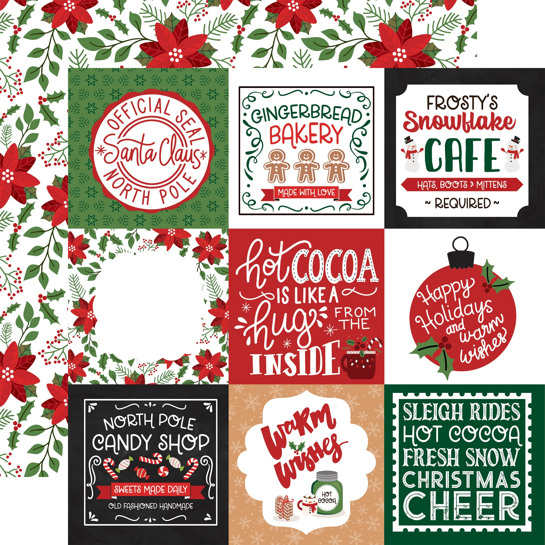 Have A Holly Jolly Christmas Collection 4x4 Journaling Cards 12 x 12 Double-Sided Scrapbook Paper by Echo Park Paper