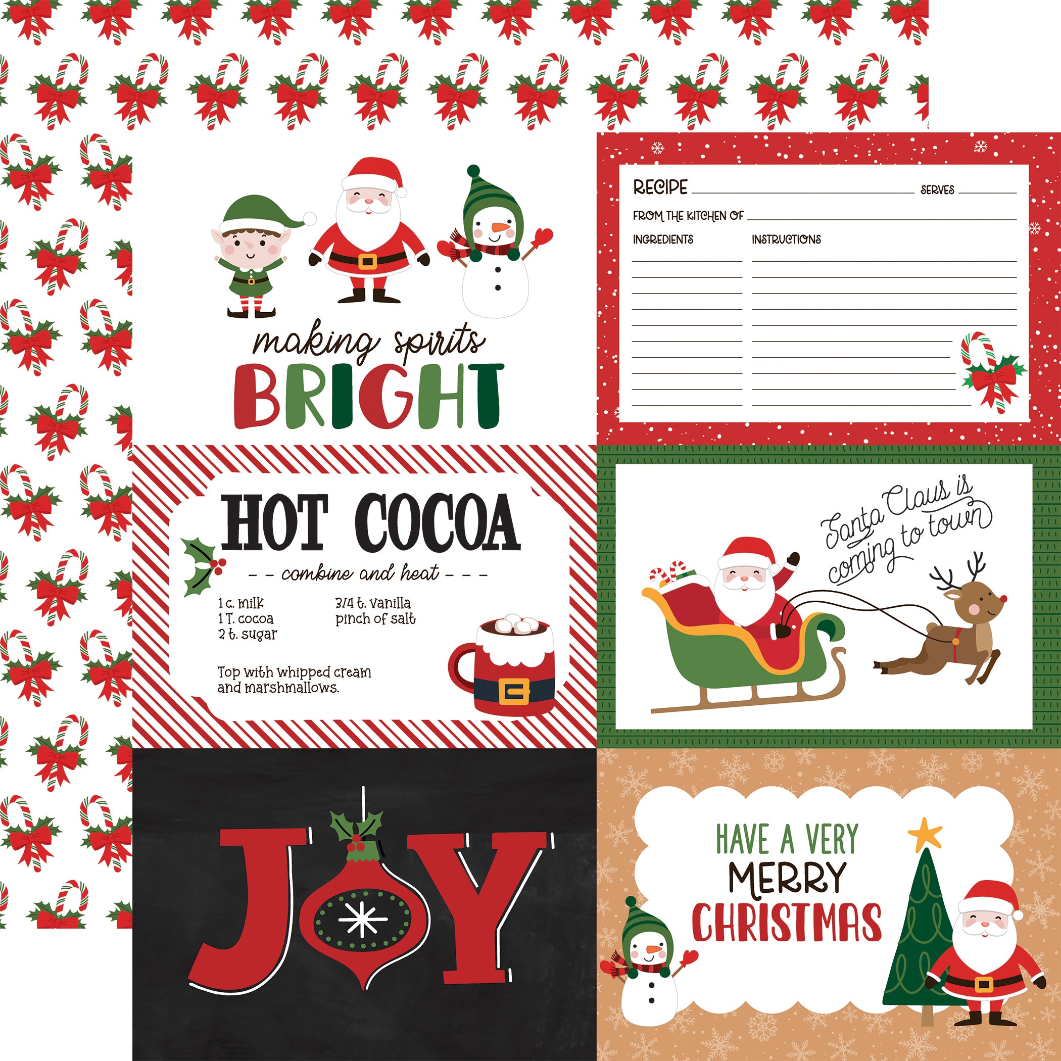 Have A Holly Jolly Christmas Collection 6x4 Journaling Cards 12 x 12 Double-Sided Scrapbook Paper by Echo Park Paper