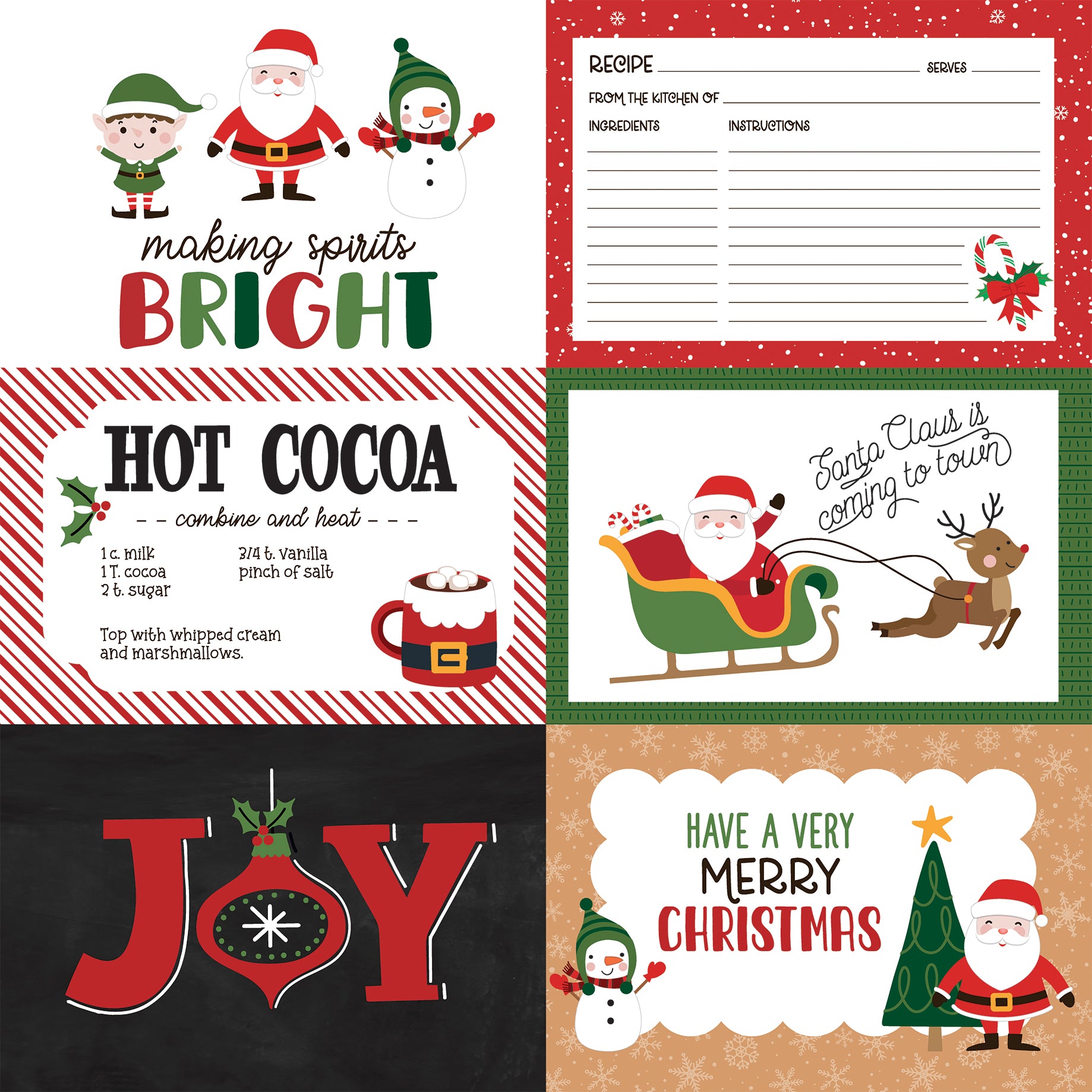 Have A Holly Jolly Christmas Collection 6x4 Journaling Cards 12 x 12 Double-Sided Scrapbook Paper by Echo Park Paper