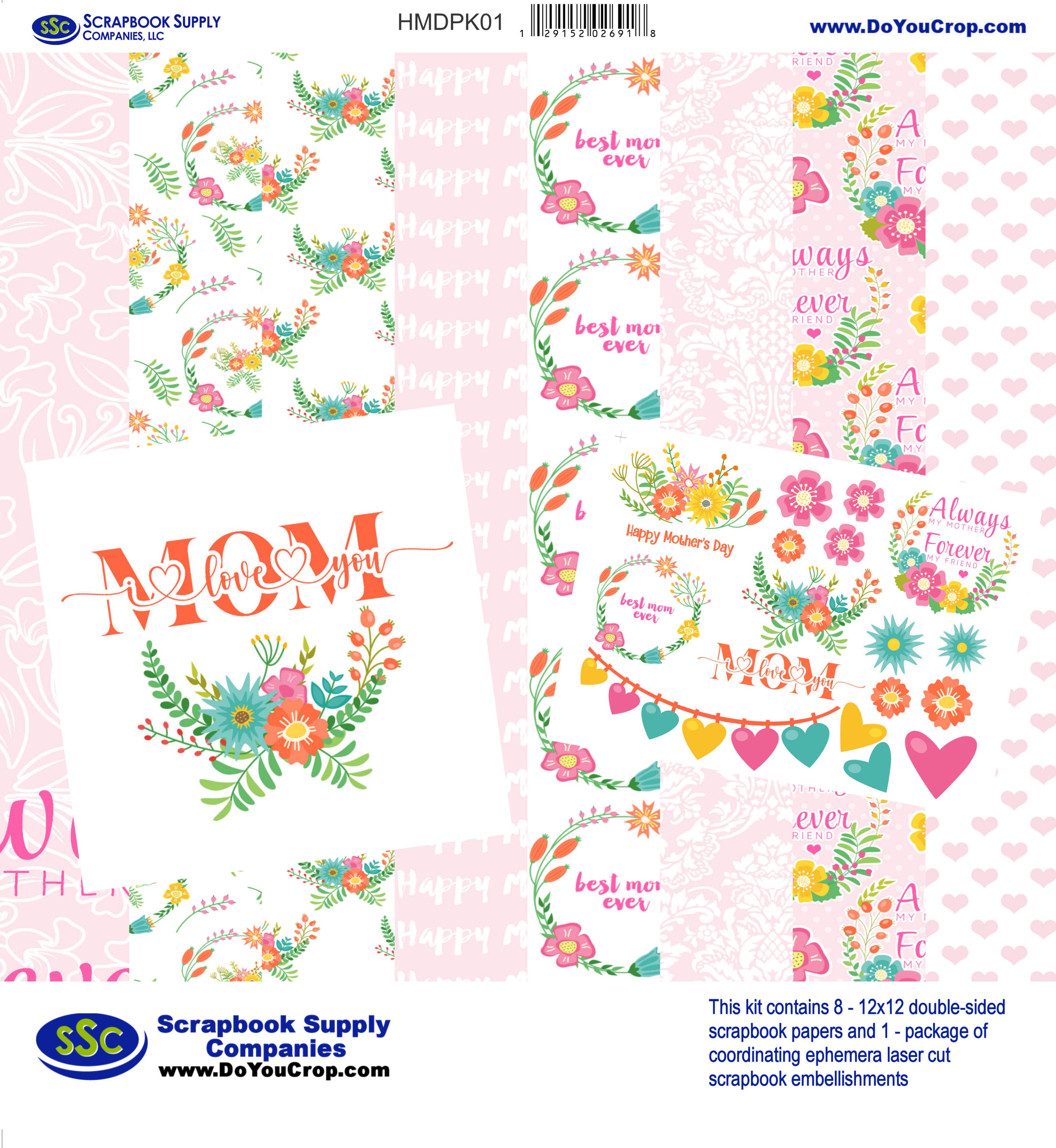 Happy Mother's Day 12 x 12 Scrapbook Paper & Embellishment Kit by SSC Designs