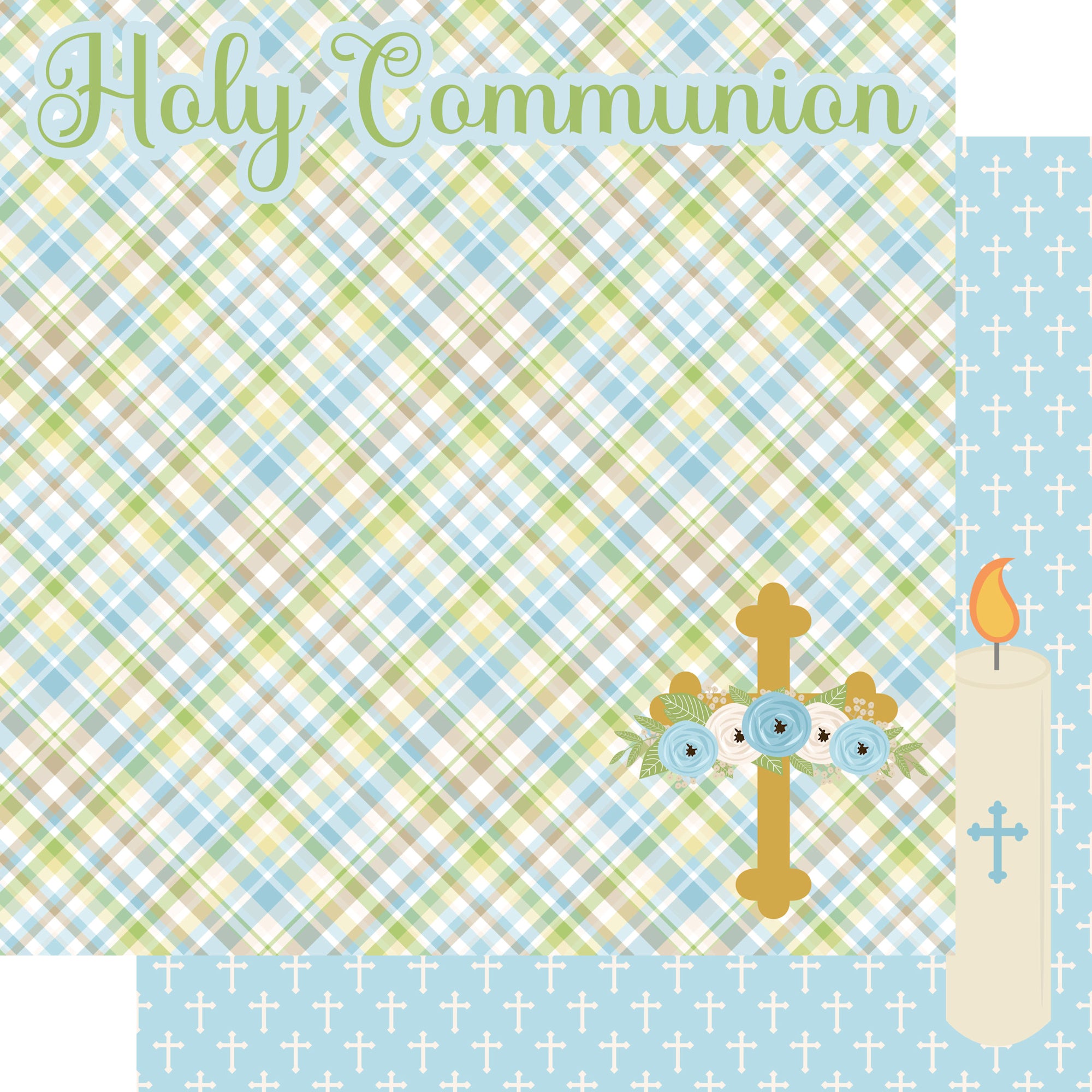 Holy Sacraments Collection First Communion Boy 12 x 12 Double-Sided Scrapbook Paper by SSC Designs
