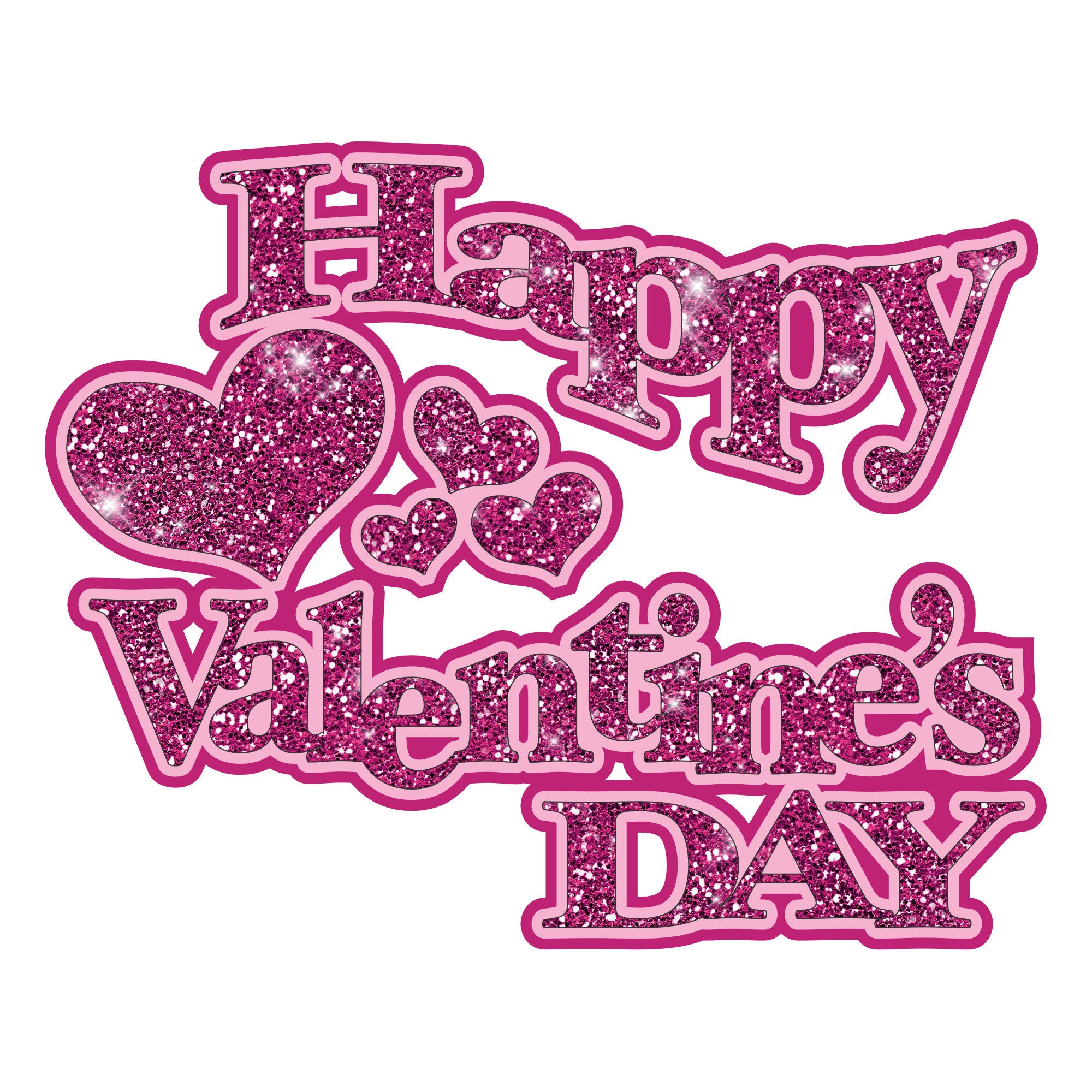 Happy Valentine's Day Glittered Title 6x5 Fully-Assembled Laser Cut Scrapbook Embellishment by SSC Laser Designs