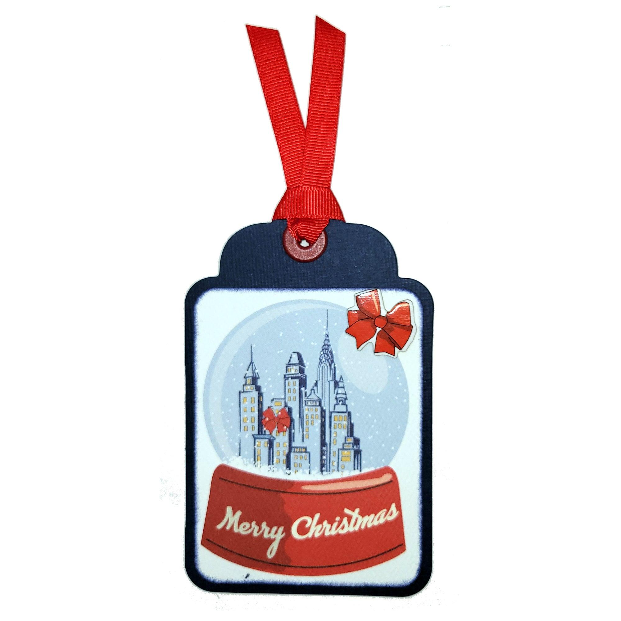 Christmas Collection Merry Christmas Snow Globe 3 x 4 Scrapbook Tag Embellishment by SSC Designs