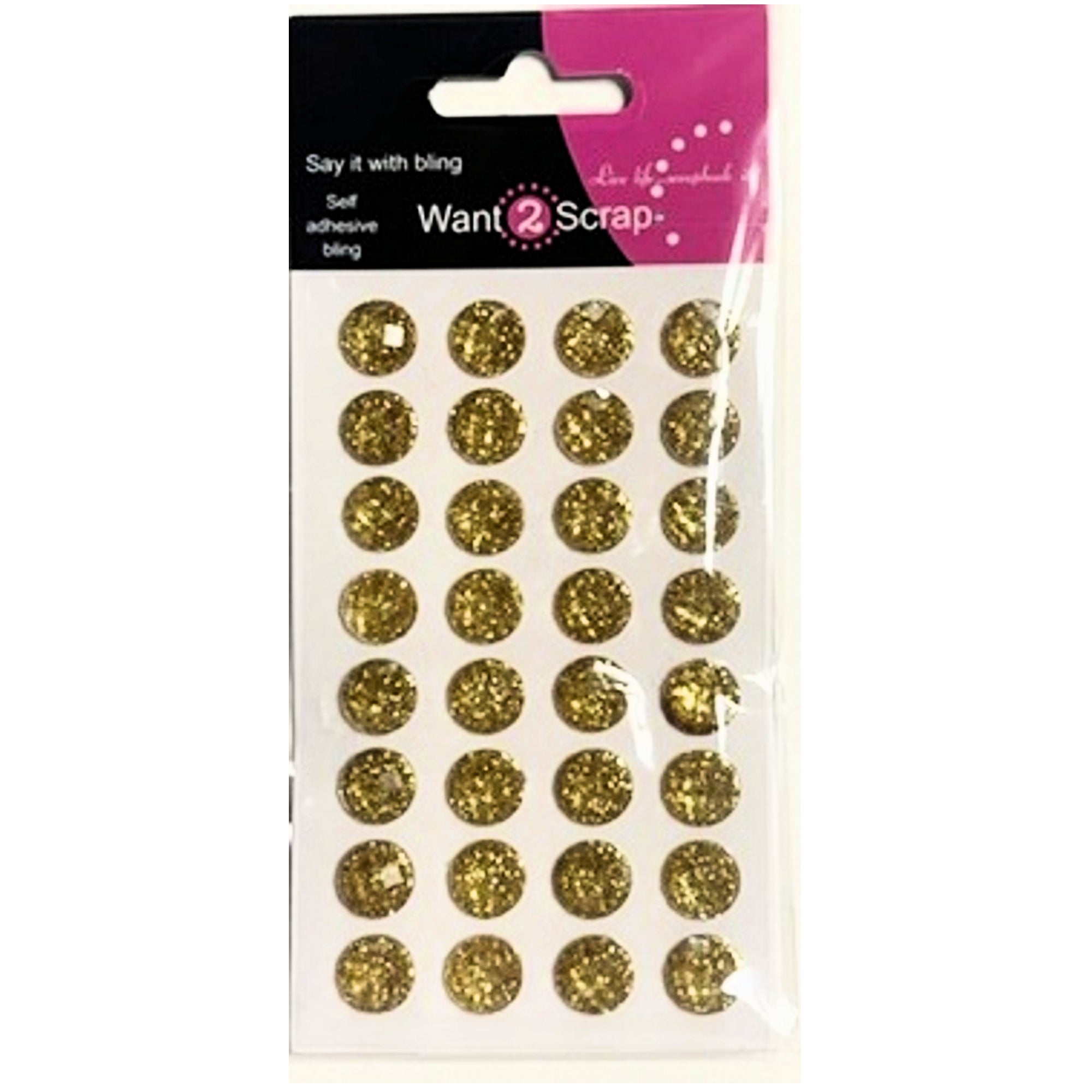 Say It With Bling Collection 10mm Gorgeous Gold Iced Diamonds by Want 2 Scrap - 32 Pieces