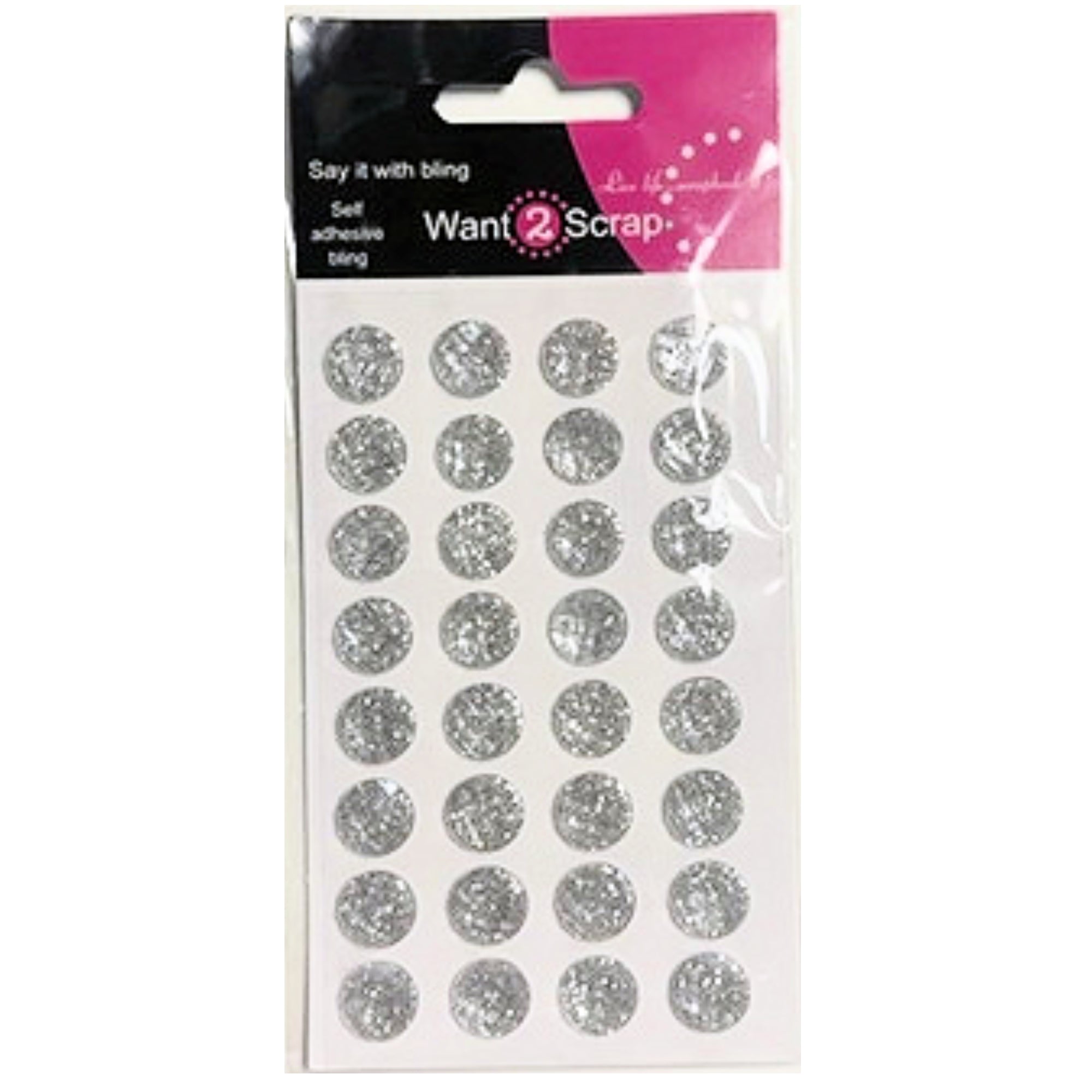 Say It With Bling Collection 10mm Slick Silver Iced Diamonds by Want 2 Scrap - 32 Pieces