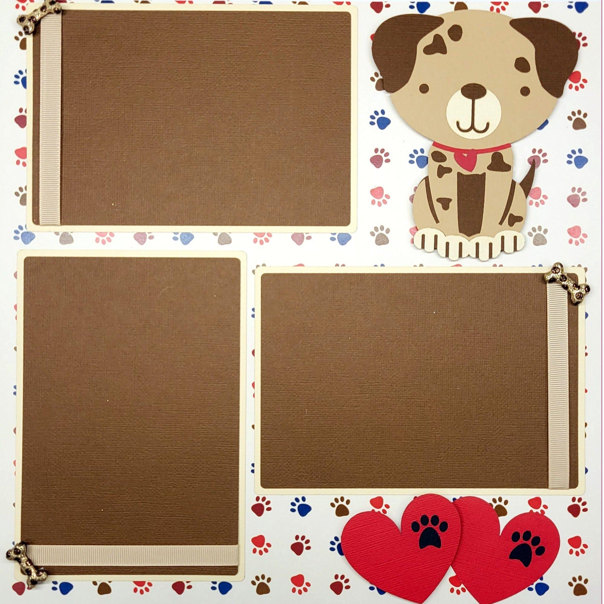 Puppy Love Premade, Hand-Embellished 2- 12 x 12 Scrapbook Page Premades by SSC Designs - Scrapbook Supply Companies