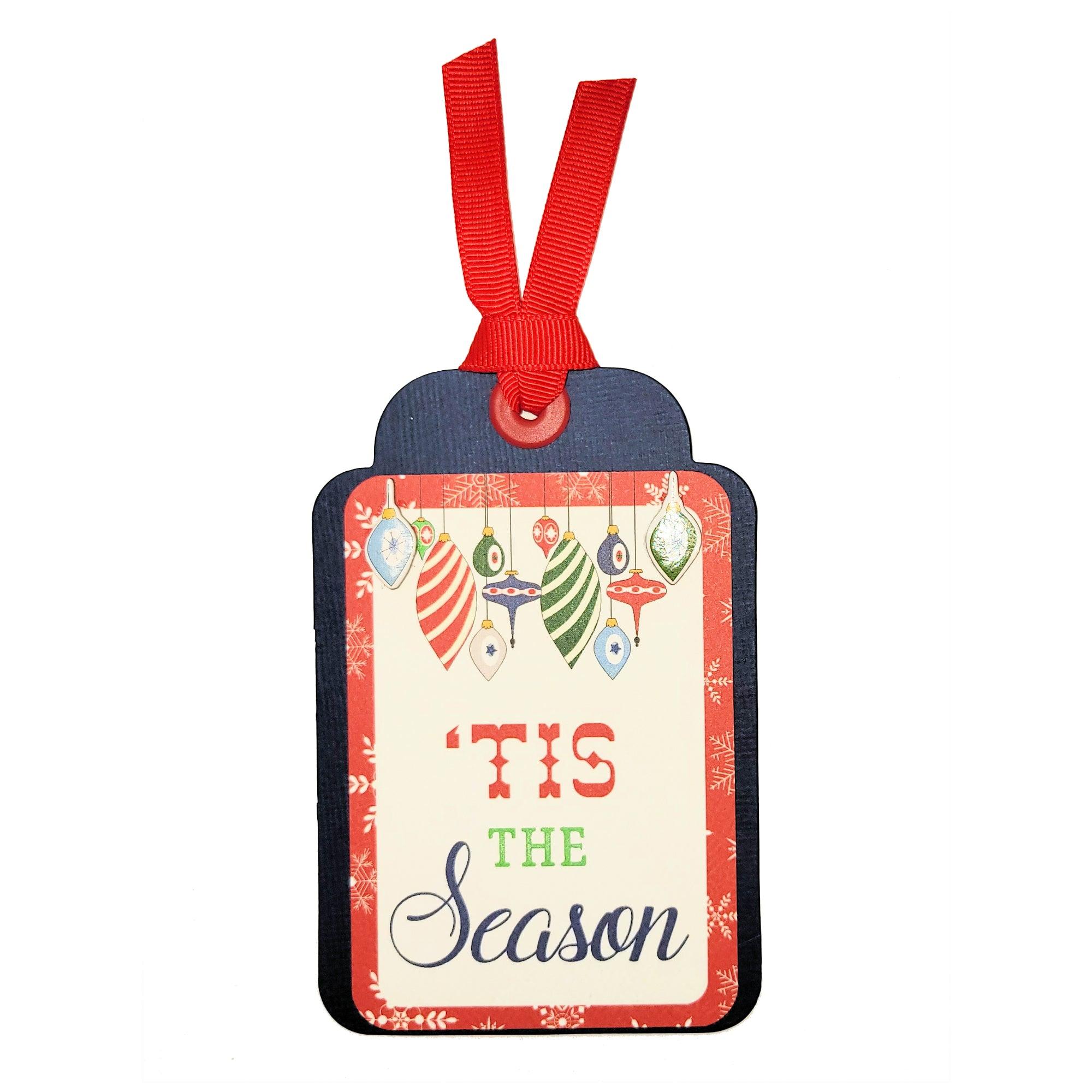 Christmas Collection Tis The Season Vintage Ornaments 3 x 4 Scrapbook Tag Embellishment by SSC Designs