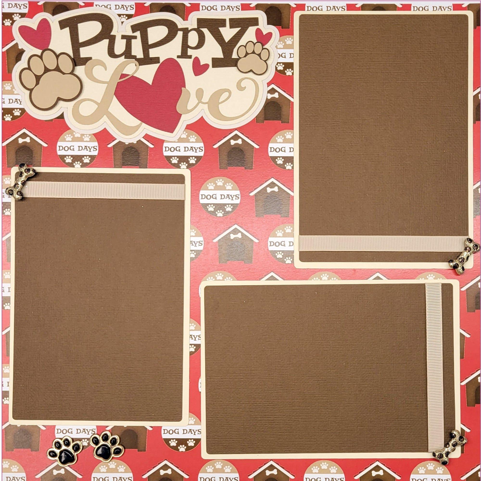 Puppy Love Premade, Hand-Embellished 2- 12 x 12 Scrapbook Page Premades by SSC Designs - Scrapbook Supply Companies