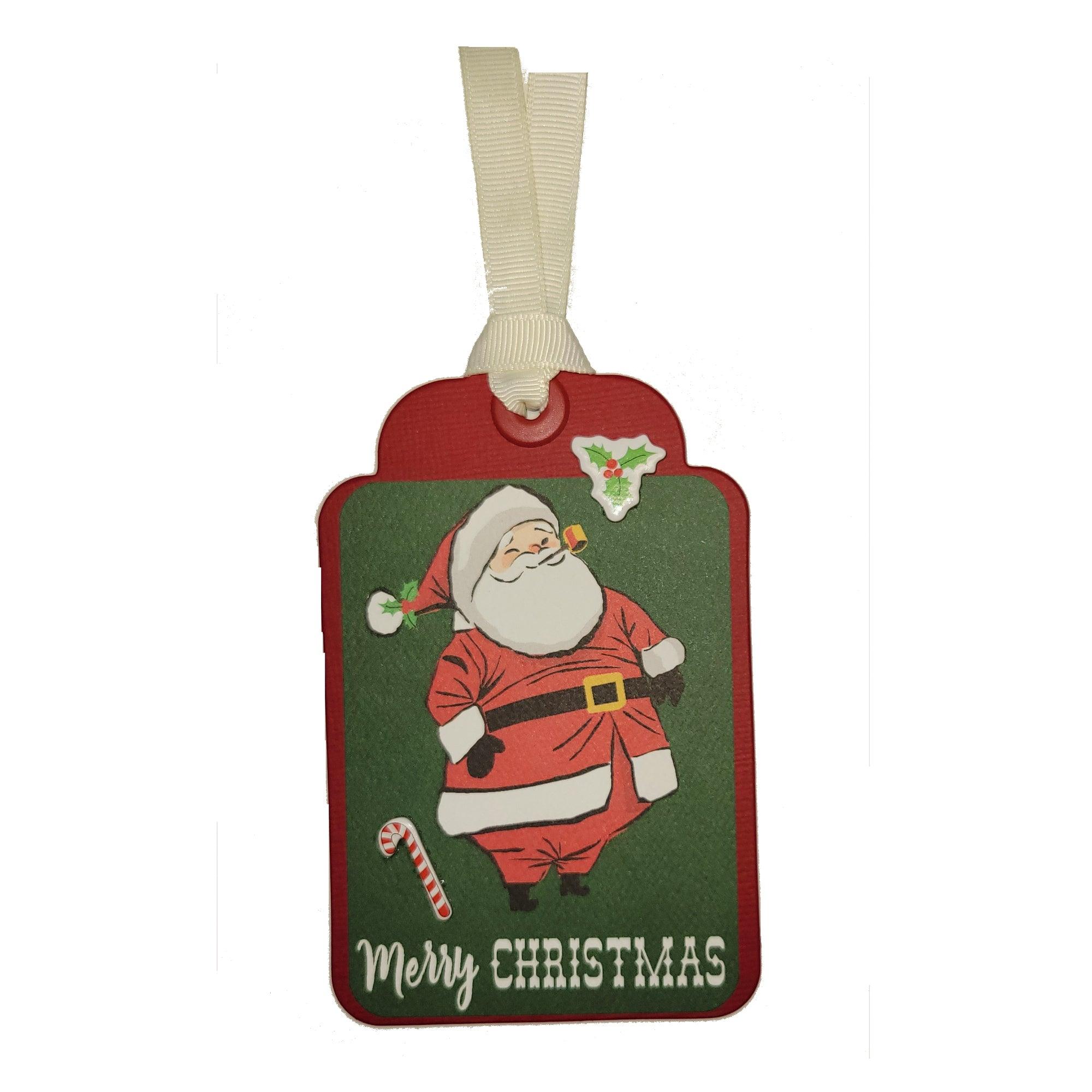 Christmas Collection Merry Christmas Santa Claus 3 x 4 Scrapbook Tag Embellishment by SSC Designs
