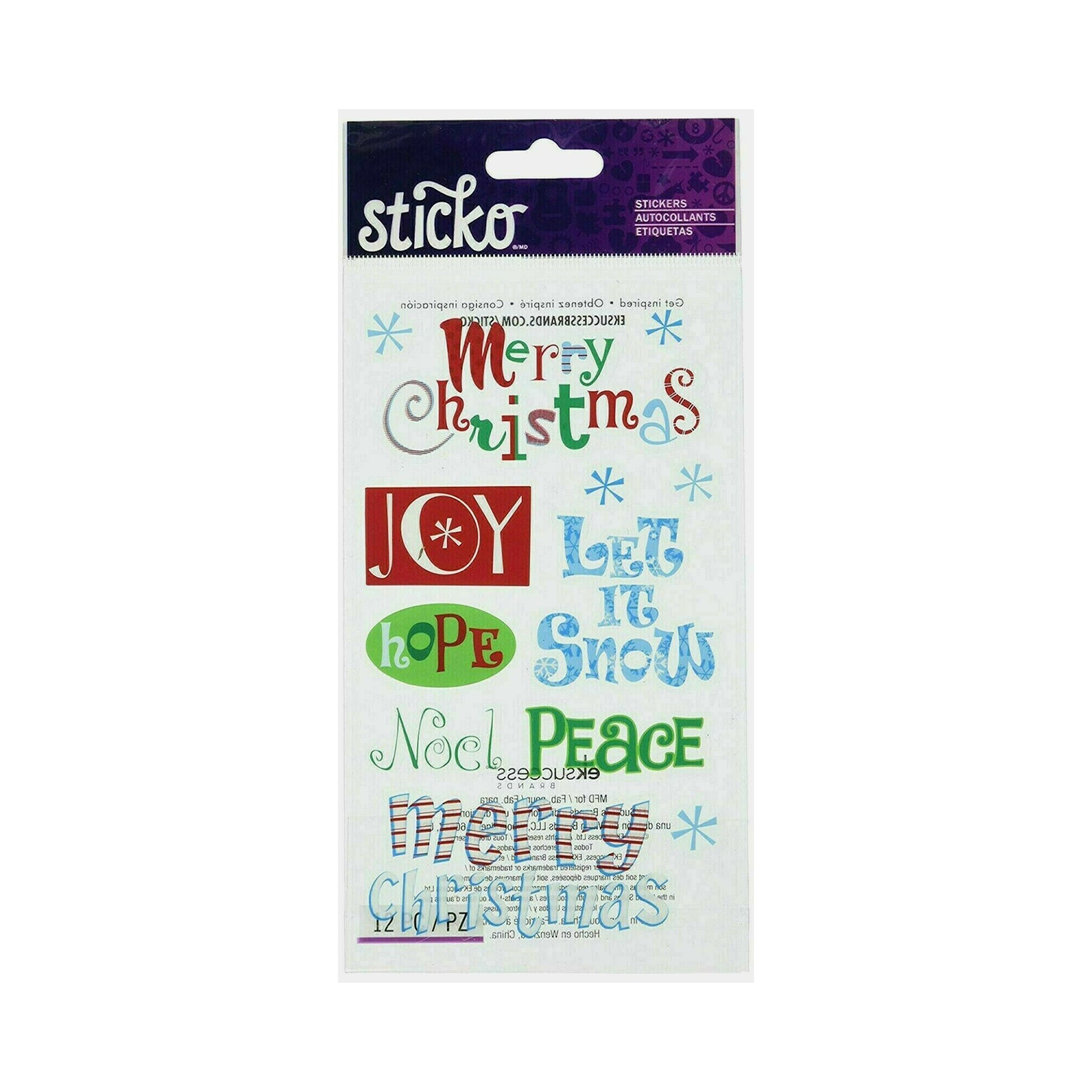 Merry Christmas Sayings 4 x 7 Scrapbook Sticker Sheet by Sticko