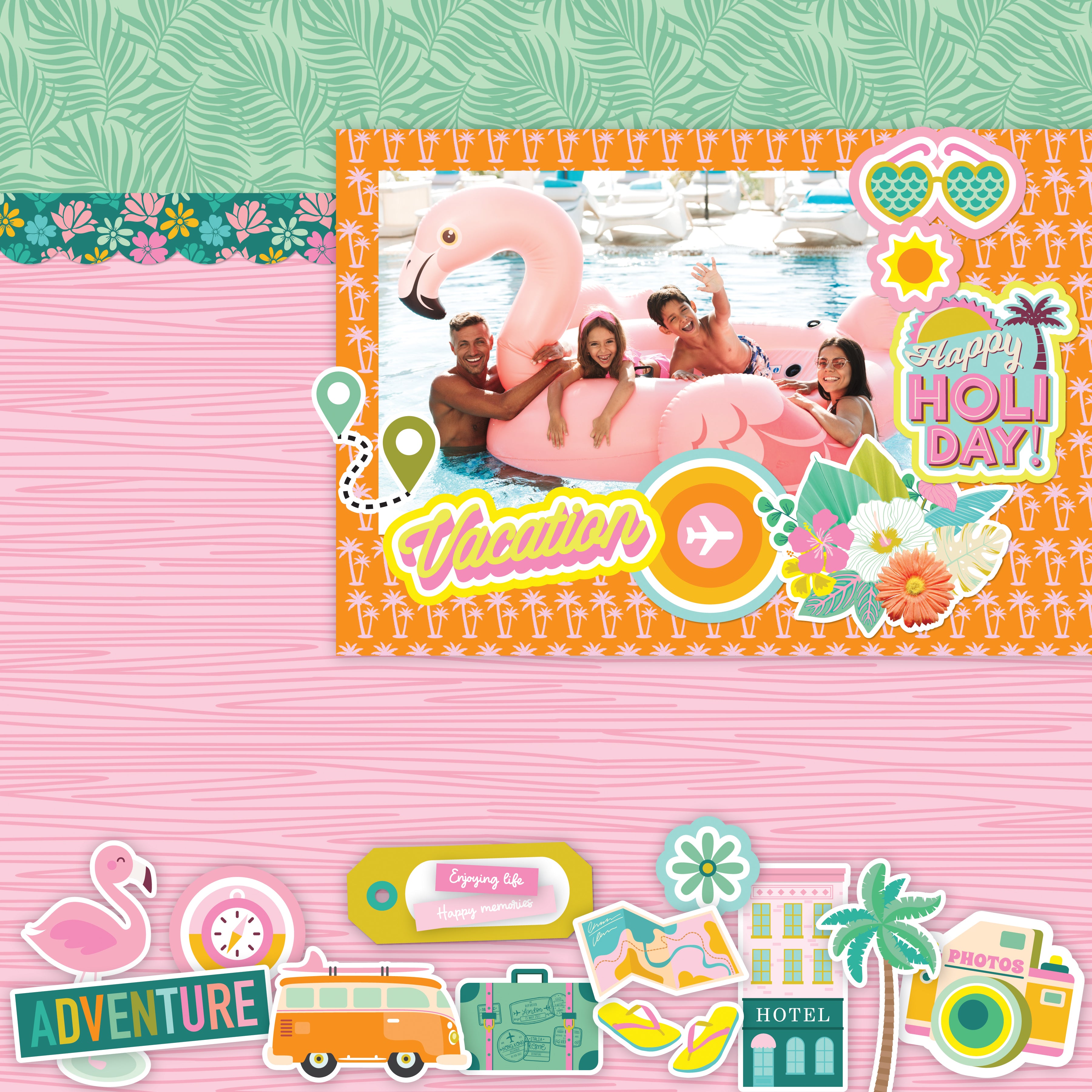 Just Beachy Collection 12 x 12 Scrapbook Sticker Sheet by Simple Stories