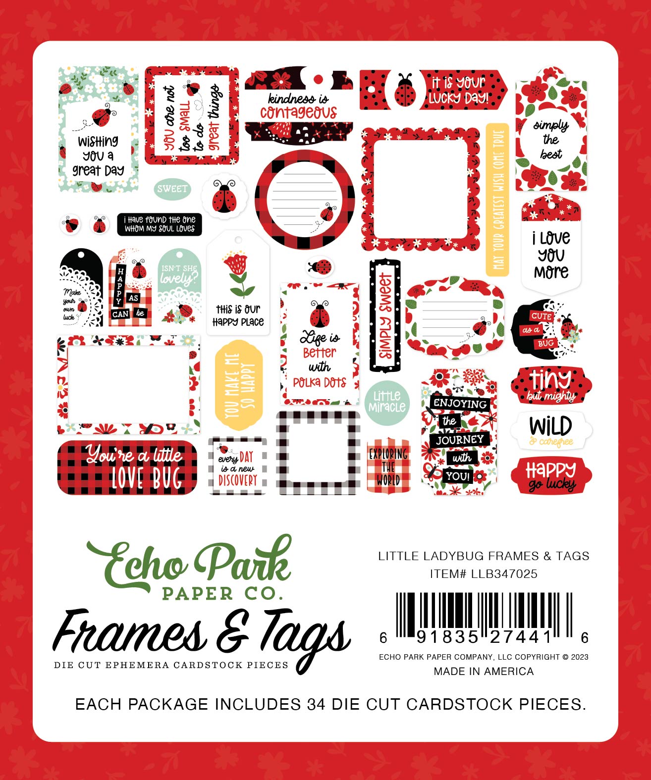 Little Ladybug Collection Scrapbook Frames & Tags by Echo Park Paper