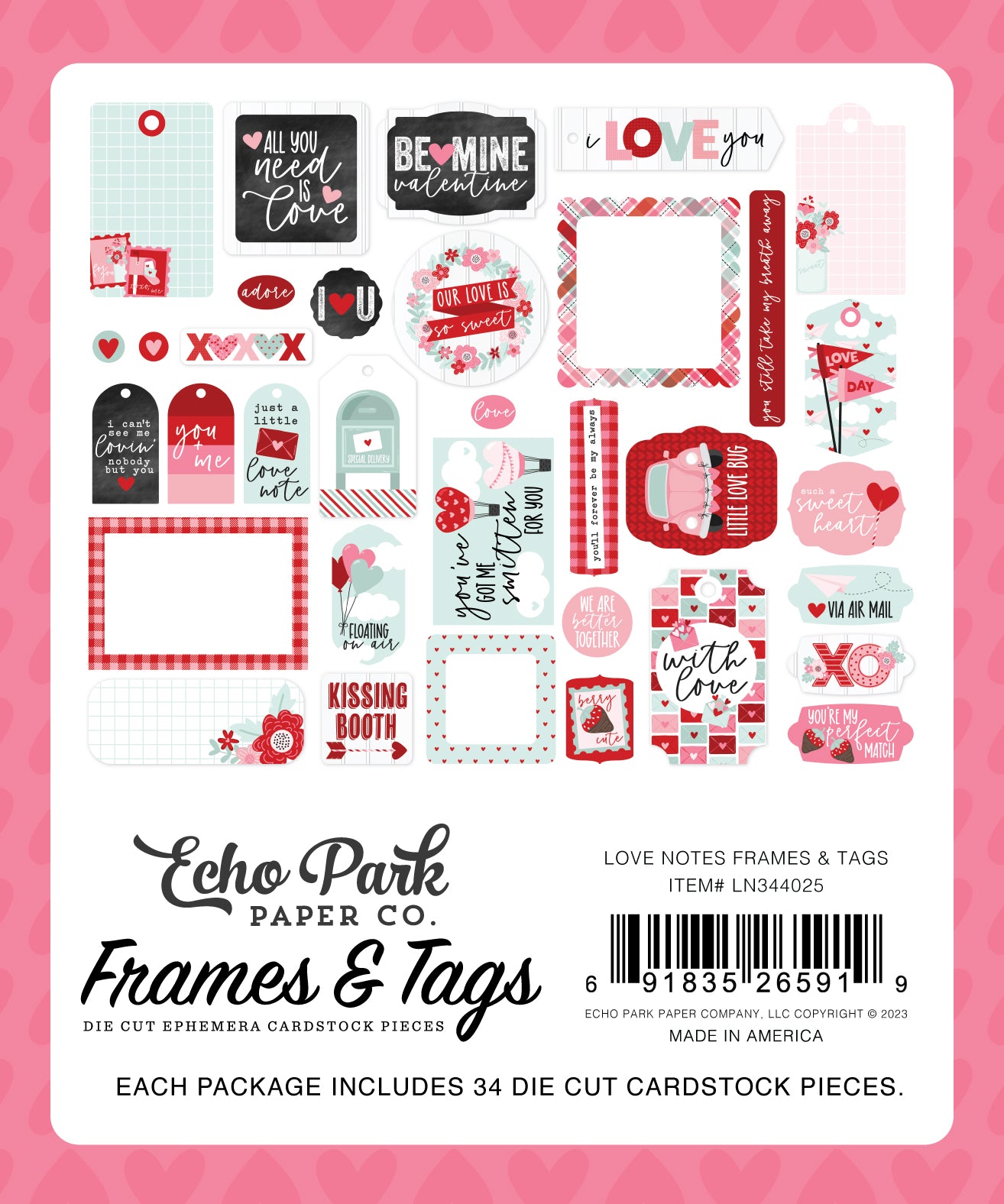 Love Notes Collection Scrapbook Frames & Tags by Echo Park Paper