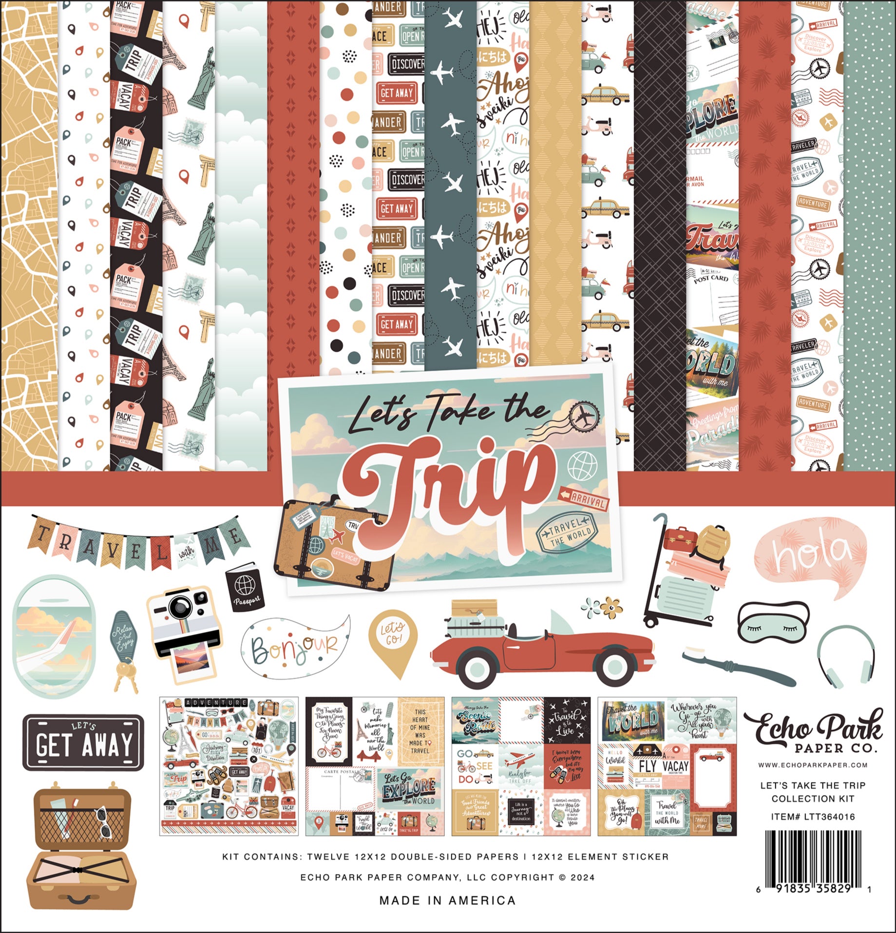 Let's Take the Trip Collection 12x12 Scrapbook Sticker Sheet by Echo Park Paper