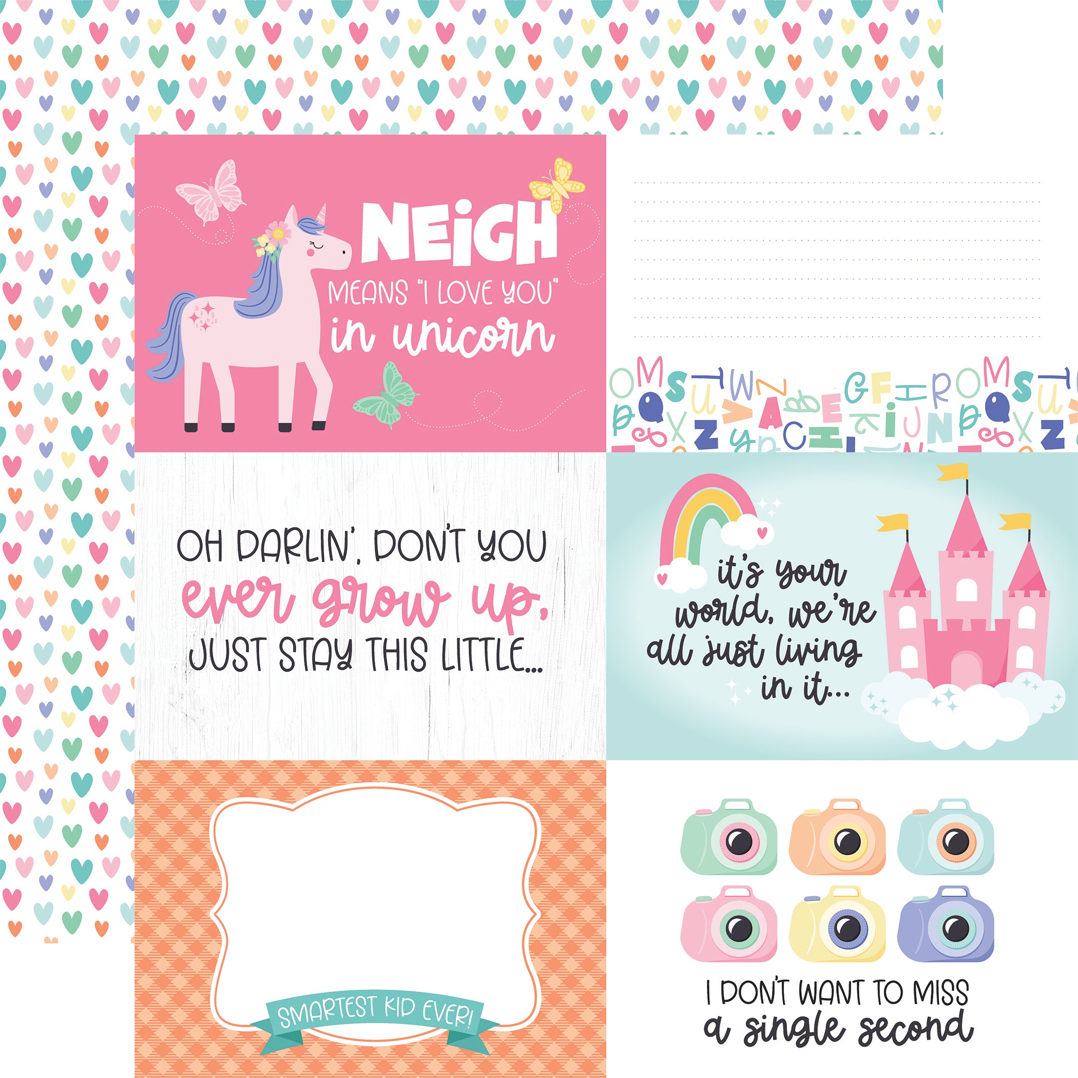 My Little Girl Collection 6x4 Journaling Cards 12 x 12 Double-Sided Scrapbook Paper by Echo Park Paper