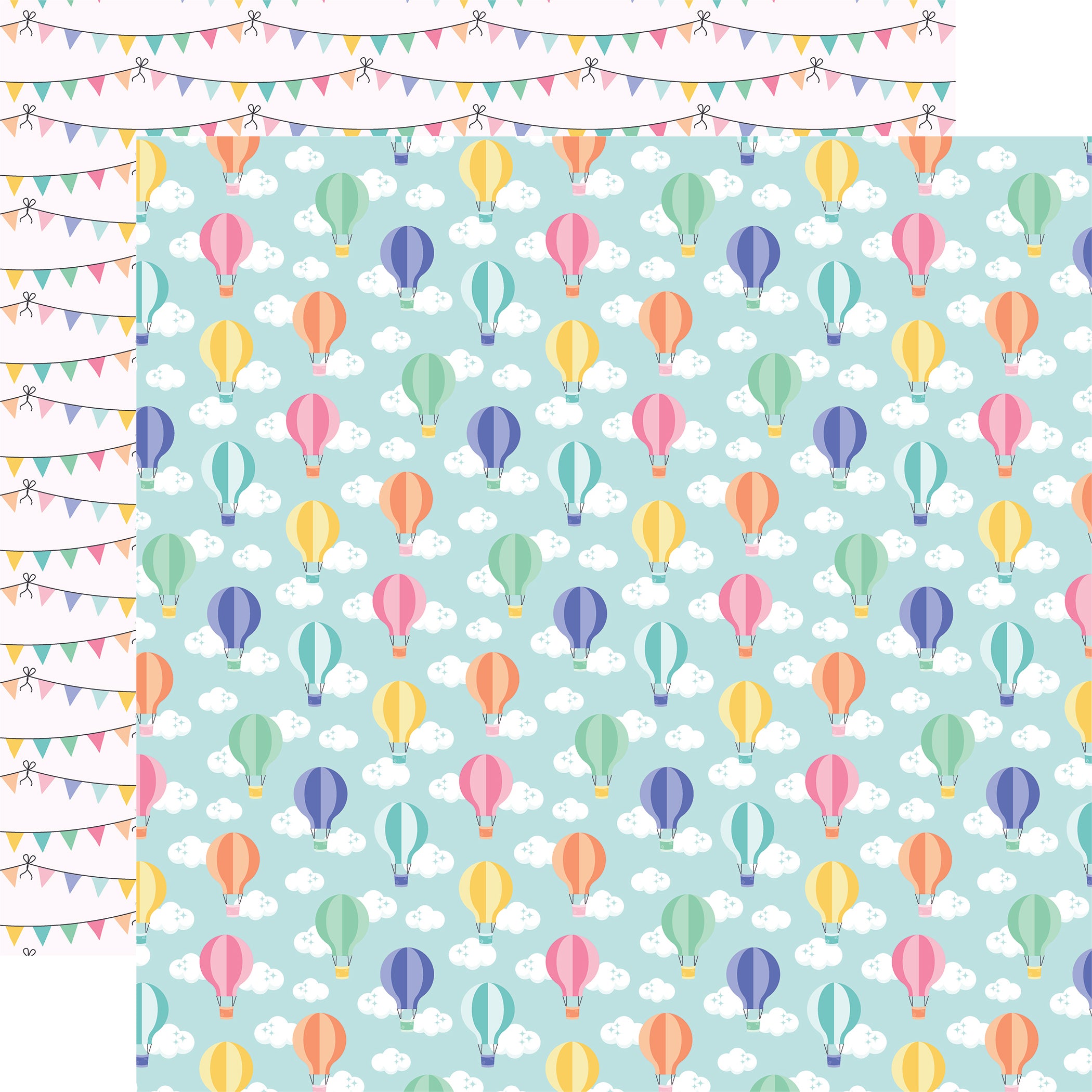 My Little Girl Collection Hot Air Balloon Sky 12 x 12 Double-Sided Scrapbook Paper by Echo Park Paper