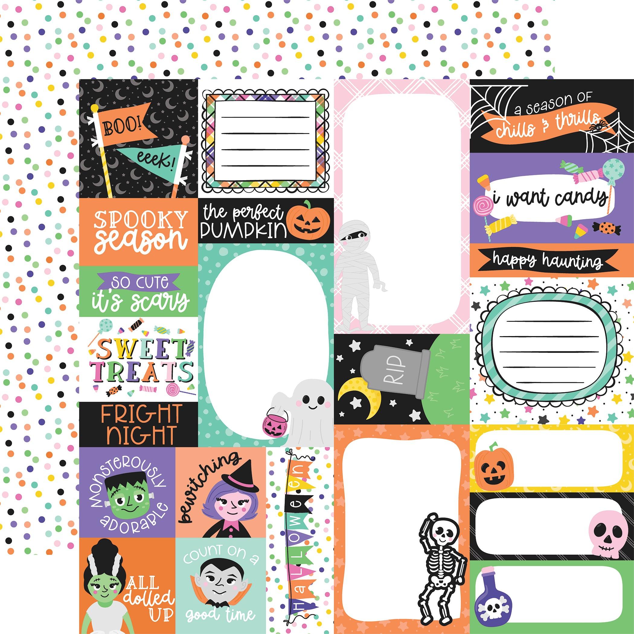 Monster Mash Collection Multi Journaling Cards 12 x 12 Double-Sided Scrapbook Paper by Echo Park Paper - Scrapbook Supply Companies