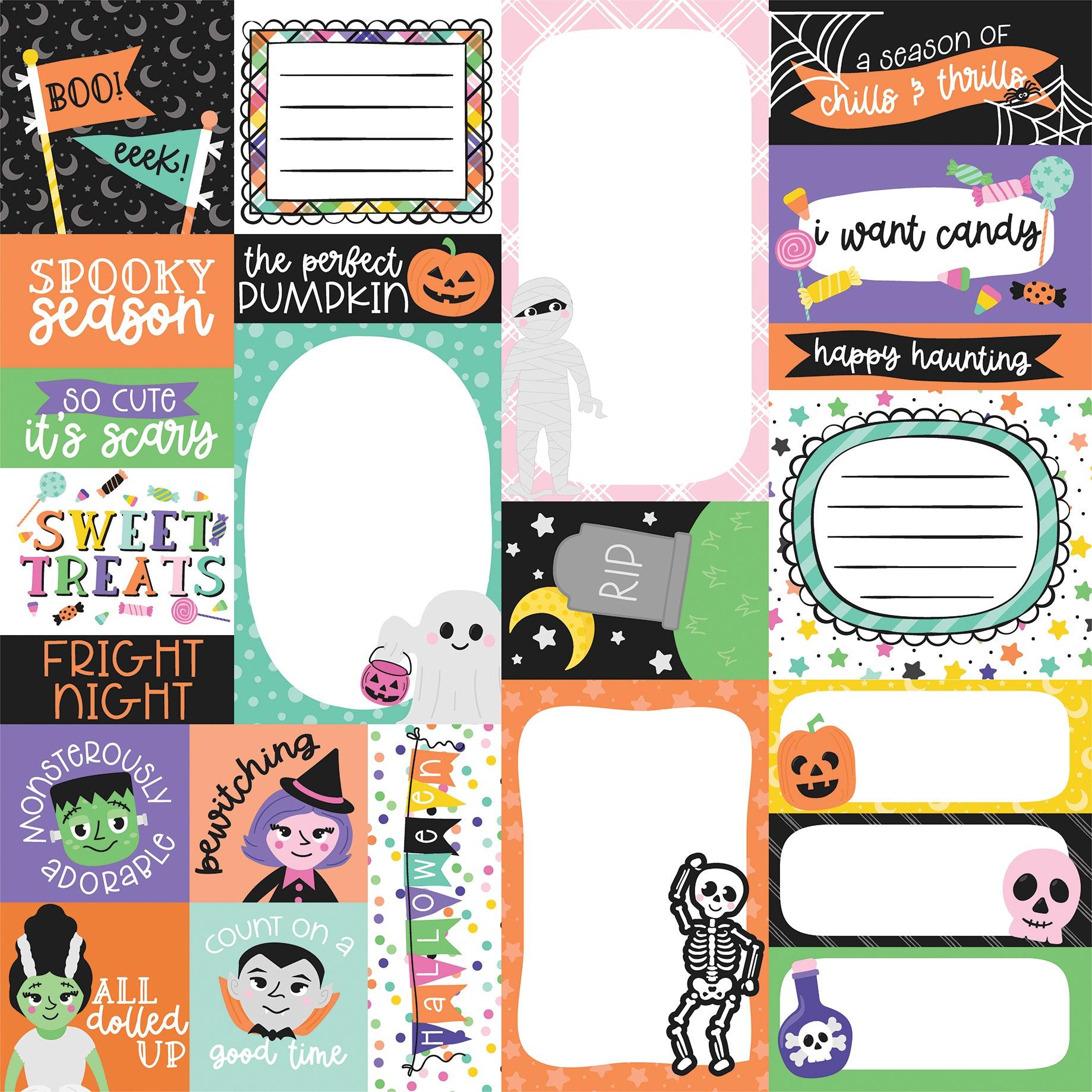 Monster Mash Collection Multi Journaling Cards 12 x 12 Double-Sided Scrapbook Paper by Echo Park Paper - Scrapbook Supply Companies