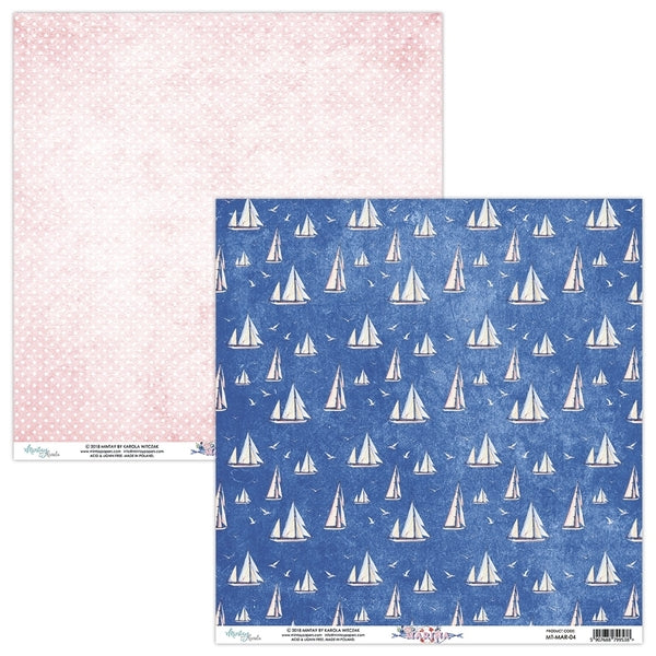 Marina Collection Sailboats 12 x 12 Double-Sided Scrapbook Paper by Mintay Papers