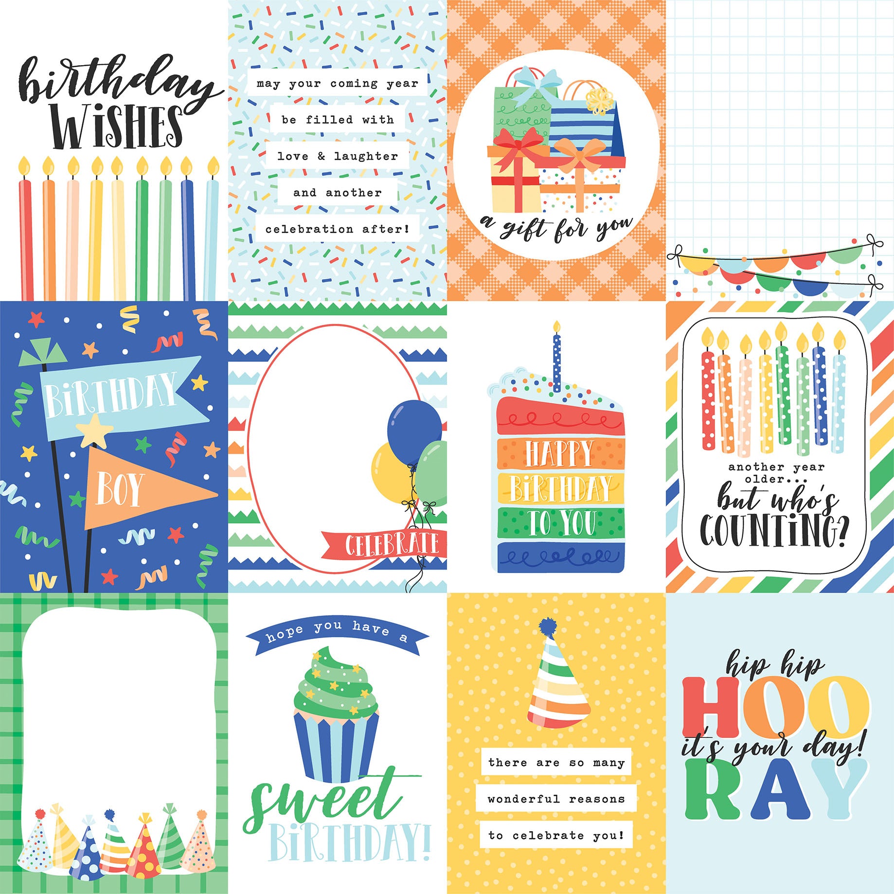 Make a Wish Birthday Boy Collection 3x4 Journaling Cards 12 x 12 Double-Sided Scrapbook Paper by Echo Park Paper