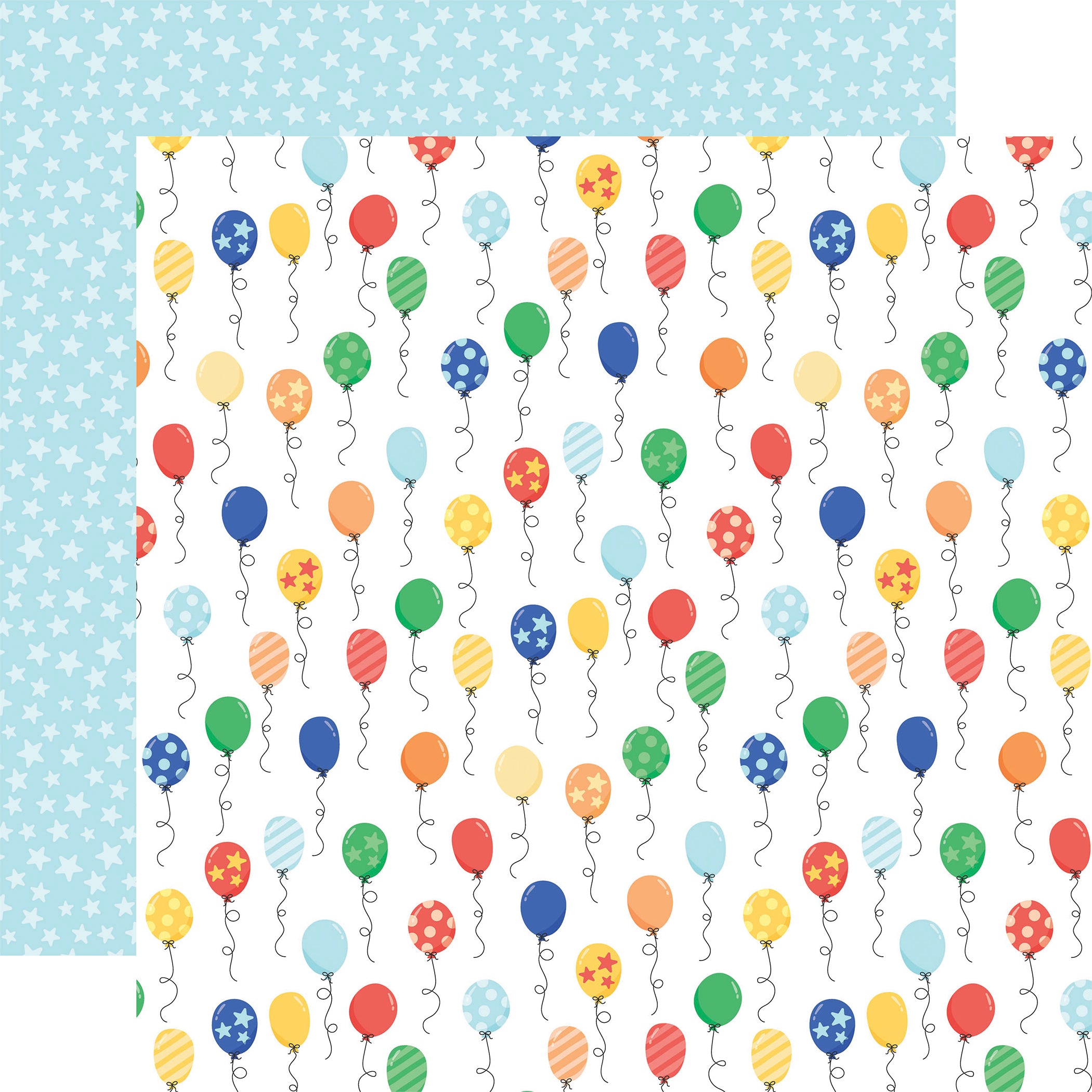 Make a Wish Birthday Boy Collection Party Time Balloons 12 x 12 Double-Sided Scrapbook Paper by Echo Park Paper