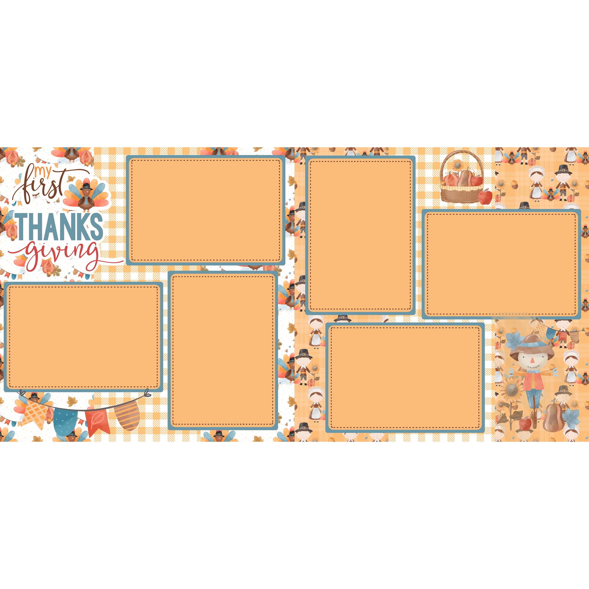 My First Thanksgiving (2) - 12 x 12 Premade, Printed Scrapbook Pages by SSC Designs