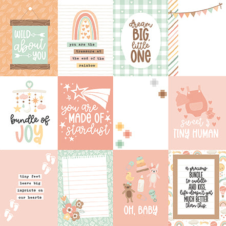 Our Baby Girl Collection 3x4 Journaling Cards 12 x 12 Double-Sided Scrapbook Paper by Echo Park Paper