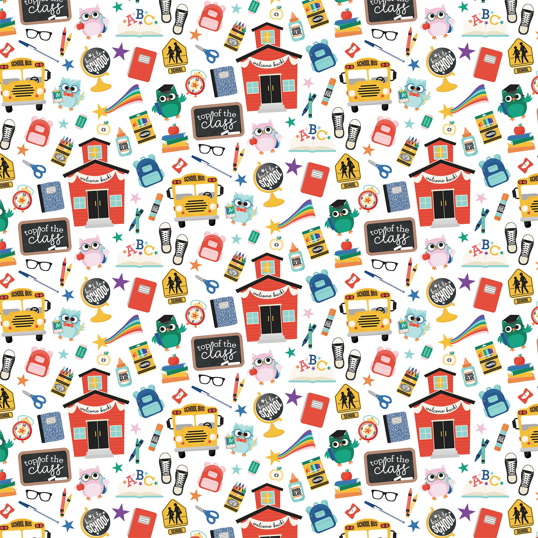 Off to School Collection Welcome To Class 12 x 12 Double-Sided Scrapbook Paper by Echo Park Paper
