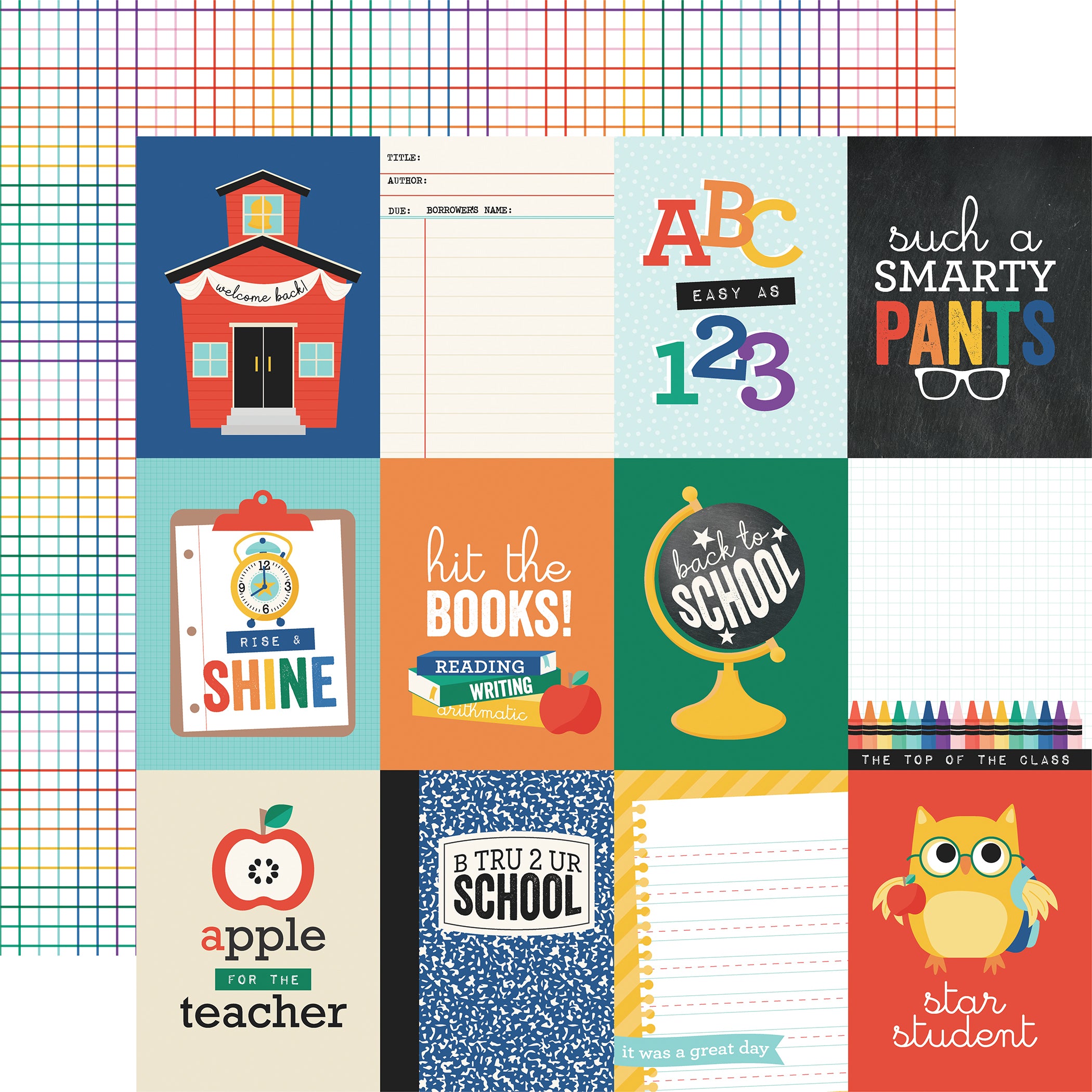 Off to School Collection 3 x 4 Journaling Cards 12 x 12 Double-Sided Scrapbook Paper by Echo Park Paper