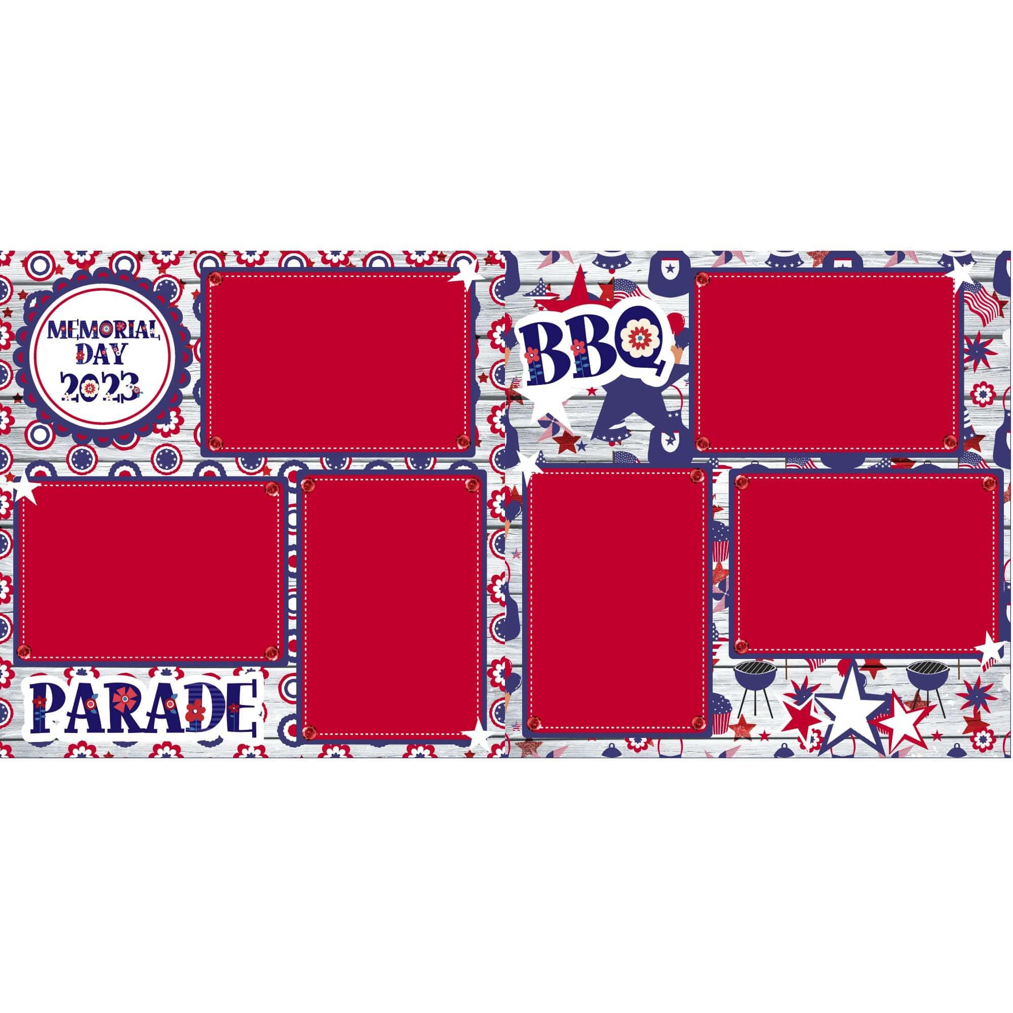 Memorial Day 2023 (2) - 12 x 12 Premade, Printed Scrapbook Pages by SSC Designs