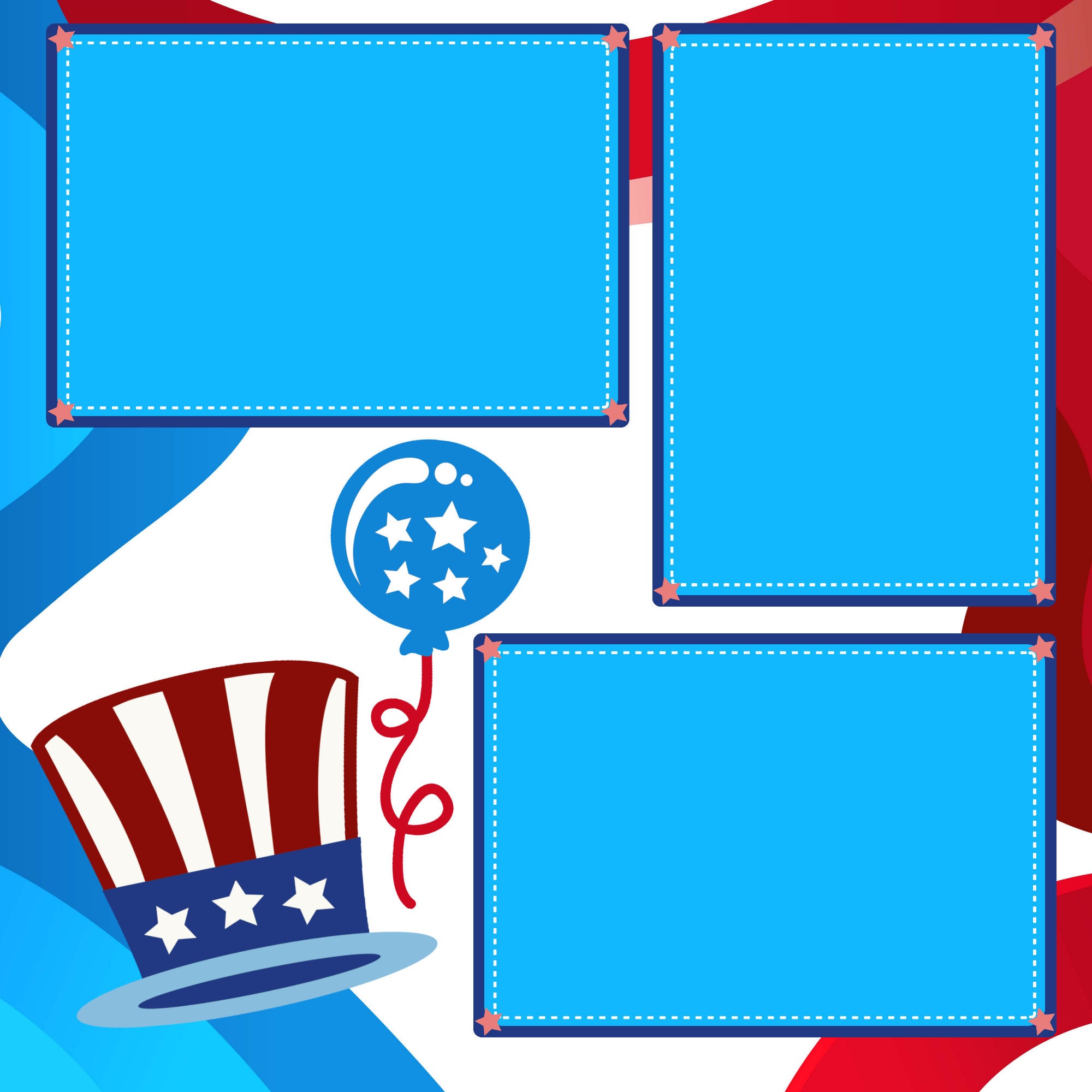 Patriotic Collection Happy Independence Day Fireworks (2) - 12 x 12 Premade, Printed Scrapbook Pages by SSC Designs
