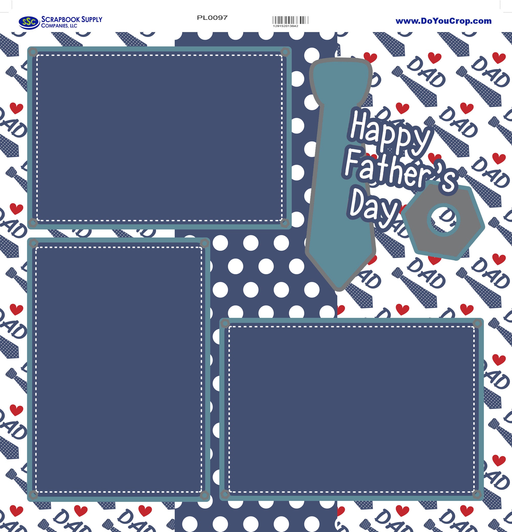 Happy Father's Day (2) - 12 x 12 Premade, Printed Scrapbook Pages by SSC Designs