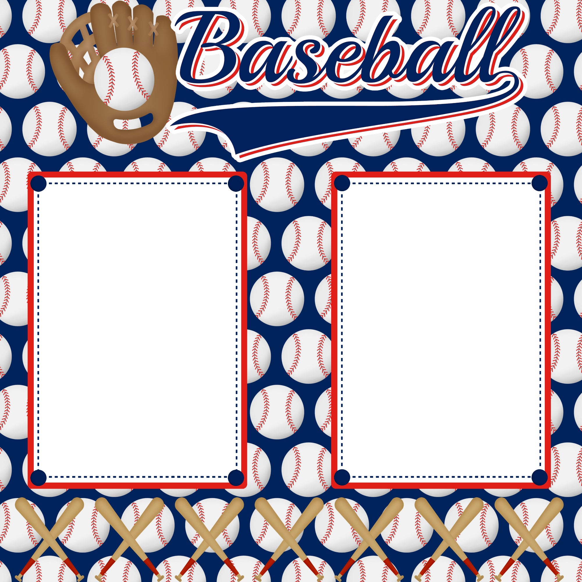 Baseball (2) - 12 x 12 Printed Scrapbook Pages by SSC Designs